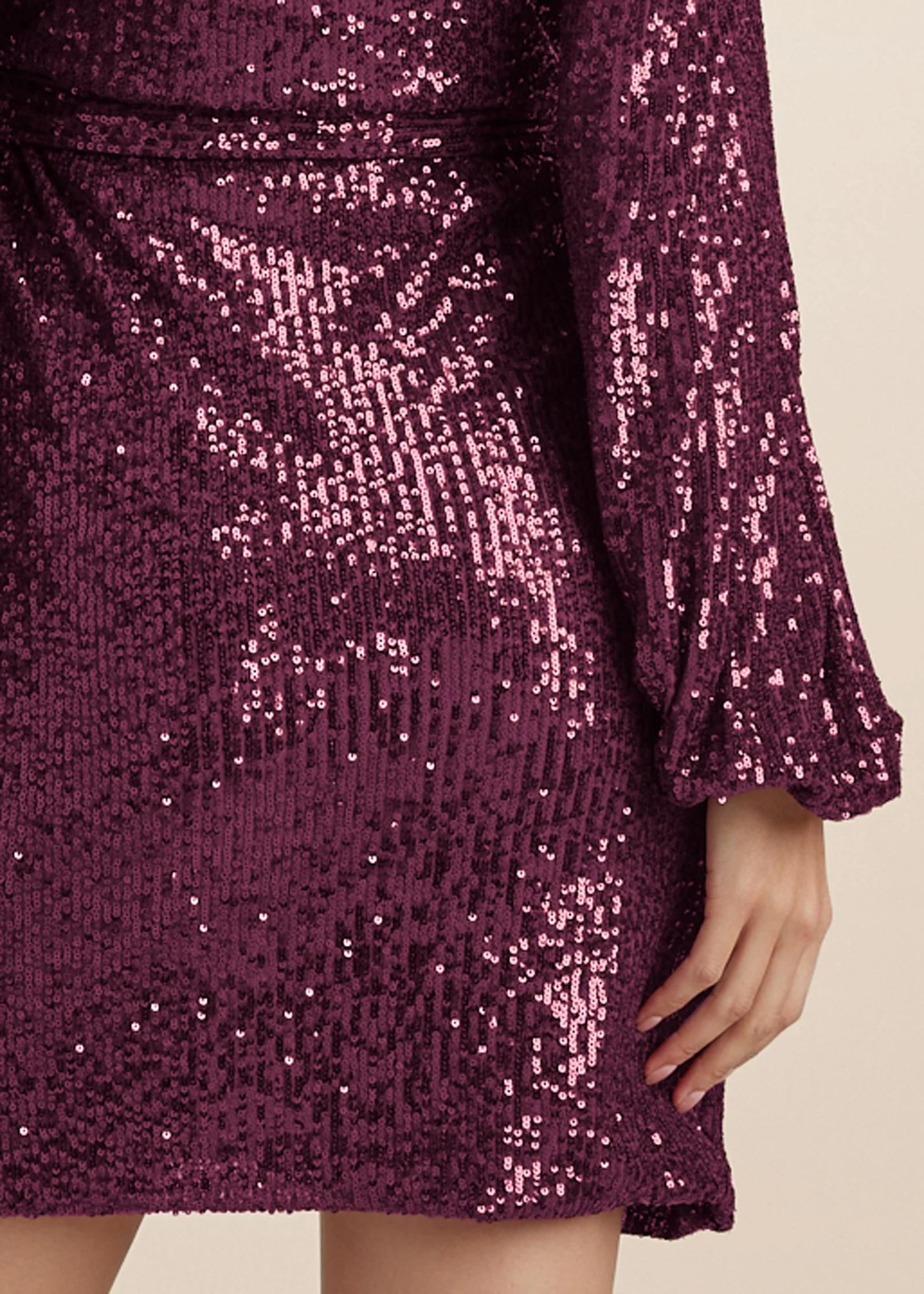 Belted sequin wrap dress - Wine