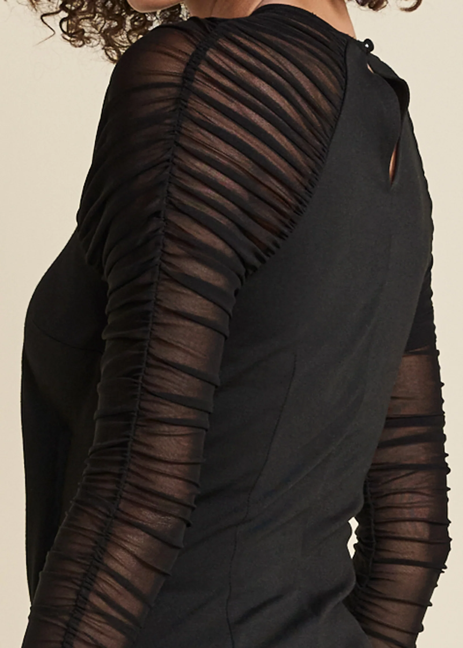 Mesh ruched top - Black