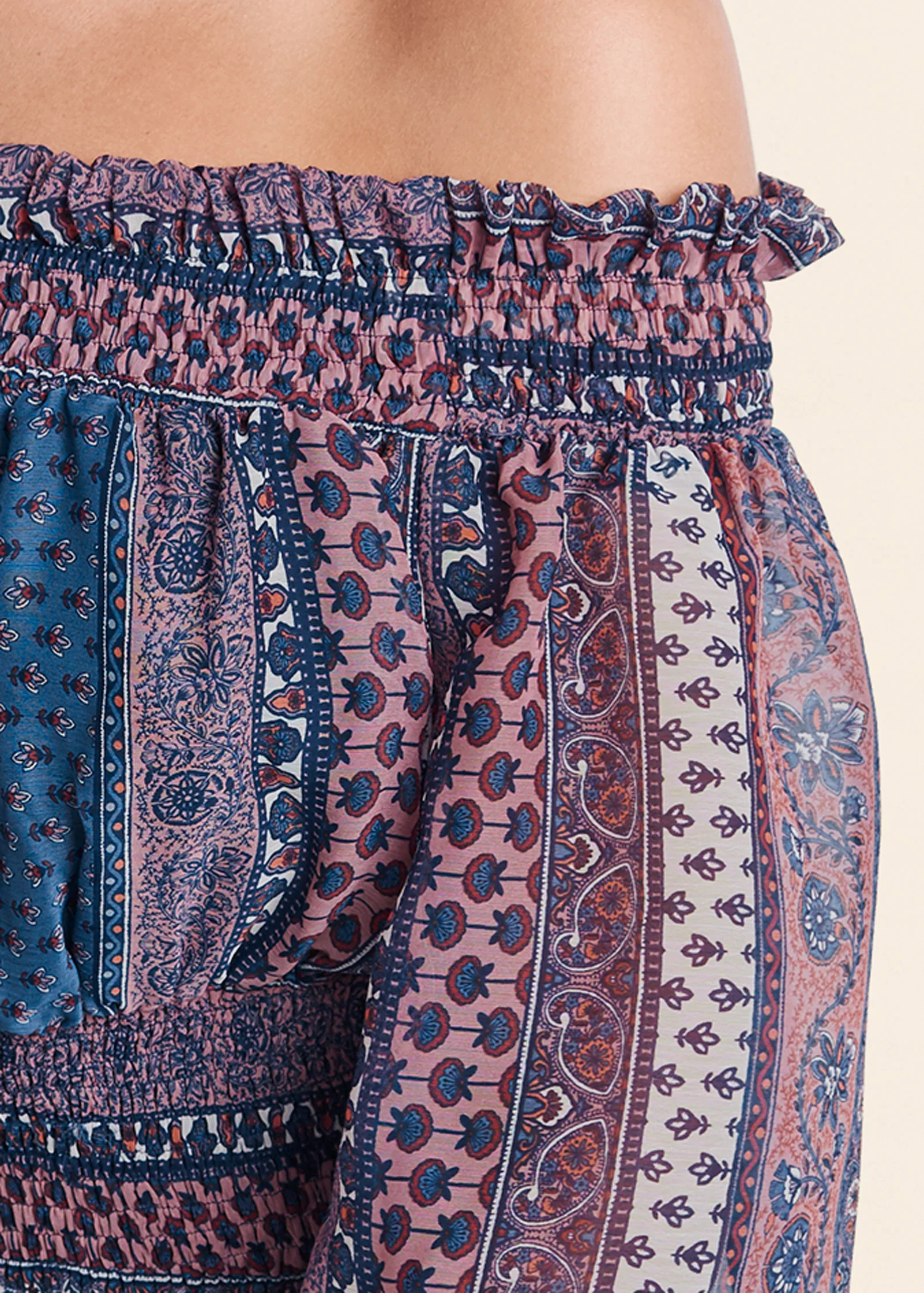 Printed smocked top - Pink Multi