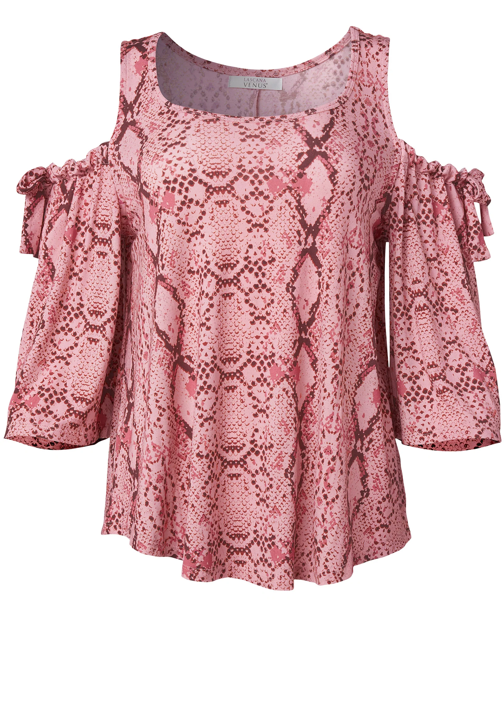 Paradise python cold-shoulder top - Pink Multi