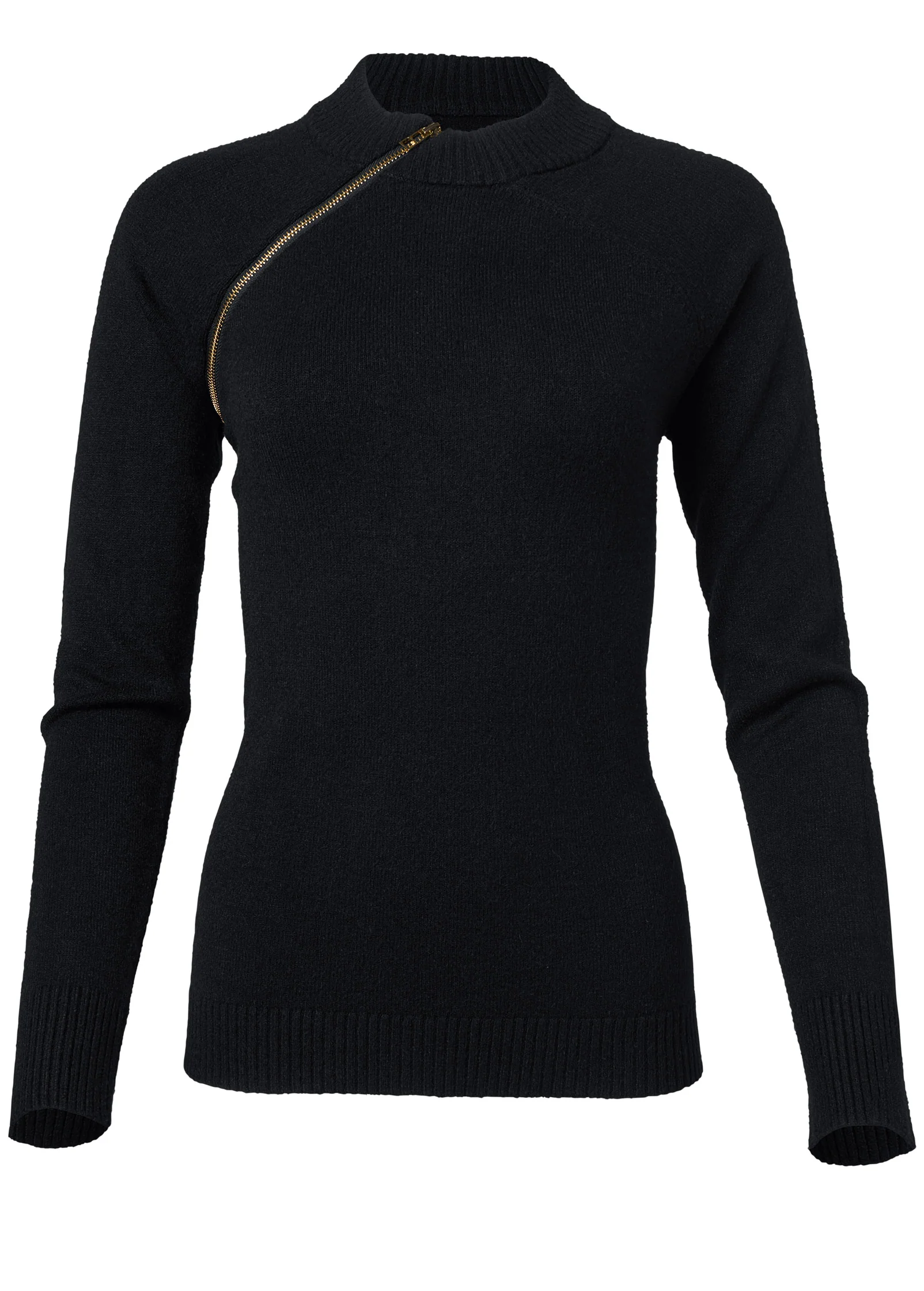Zipper neck sweater  - Black