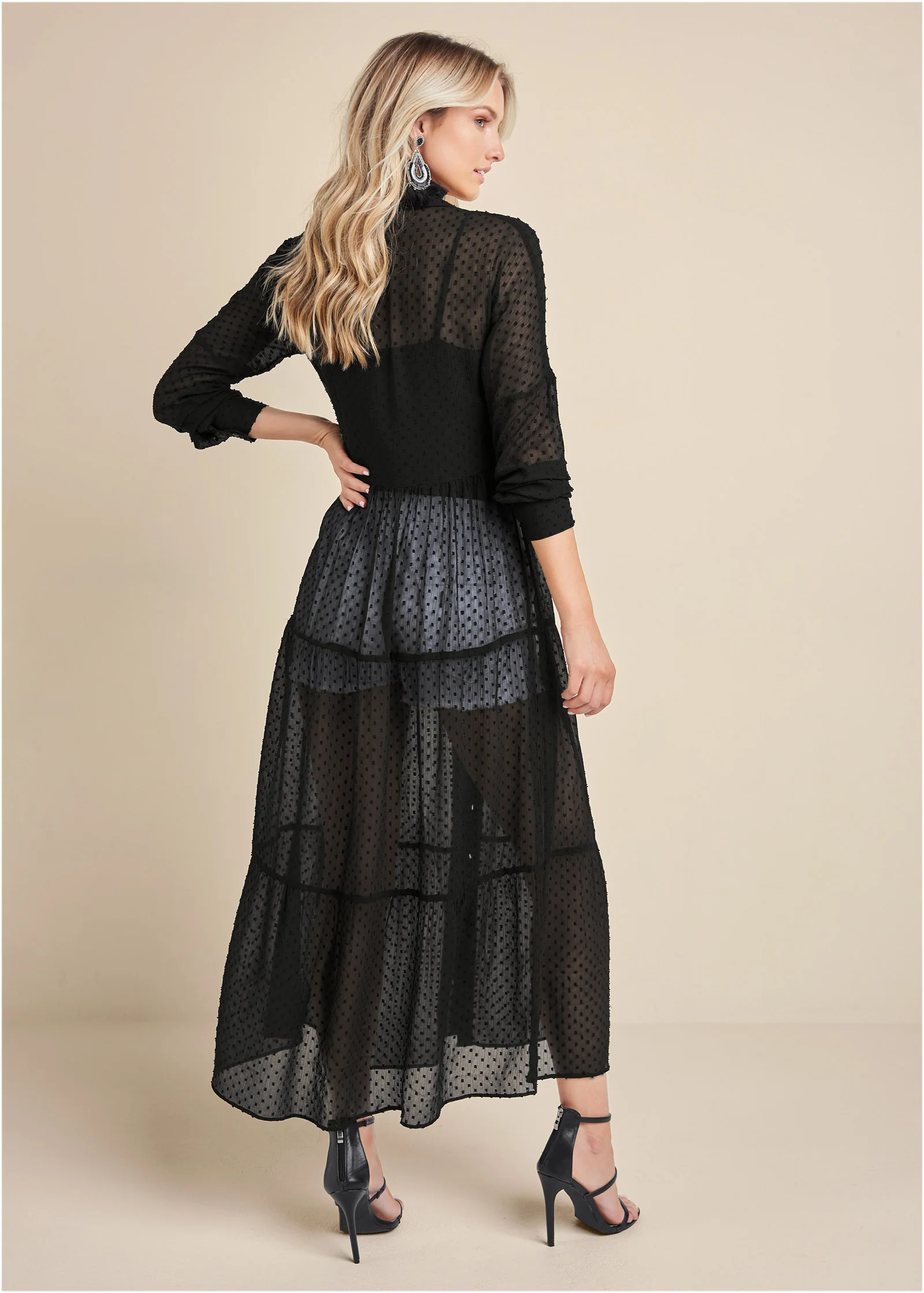 Swiss dot maxi top - Black