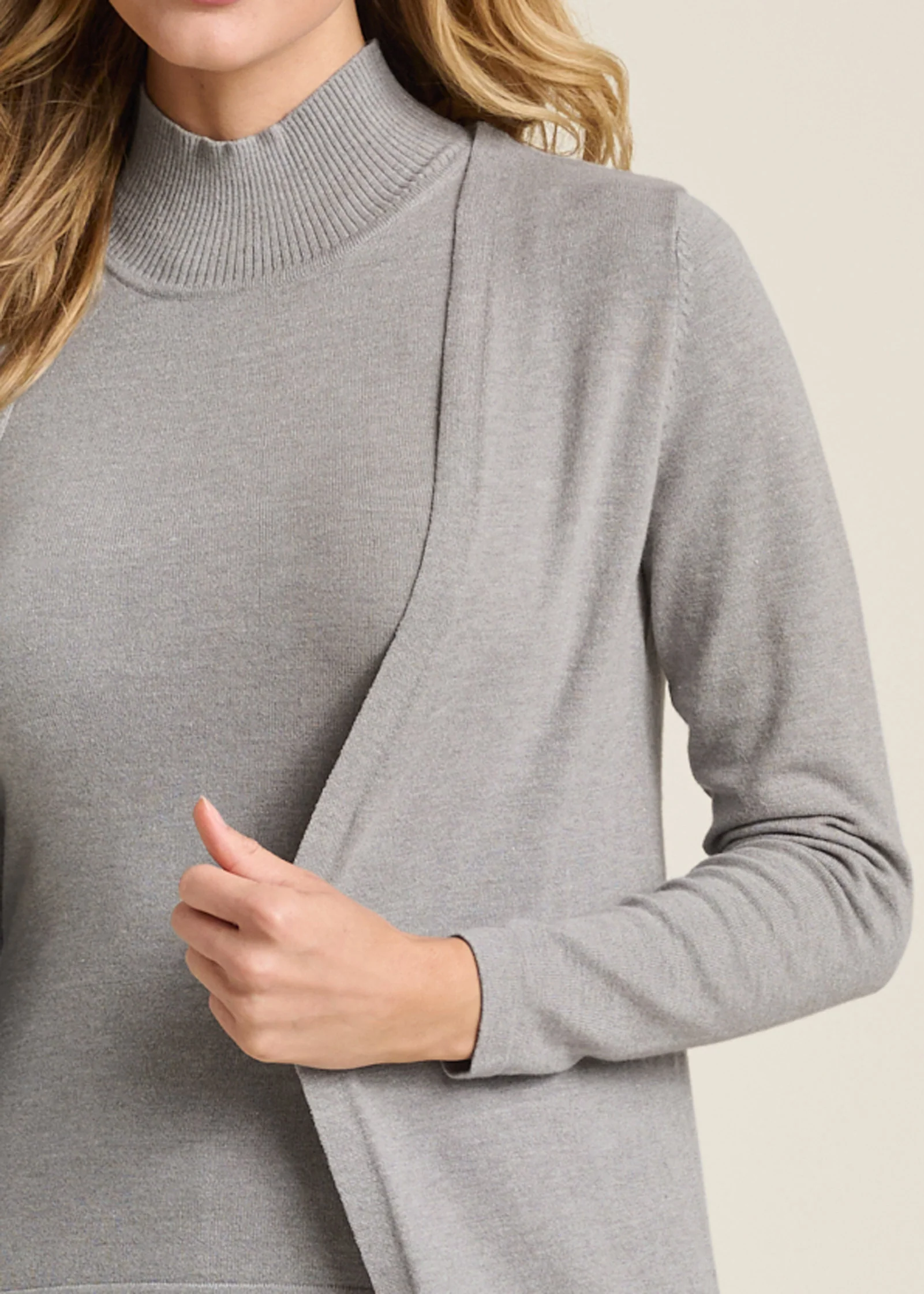 Knit Fitted Cardigan - Heather Grey