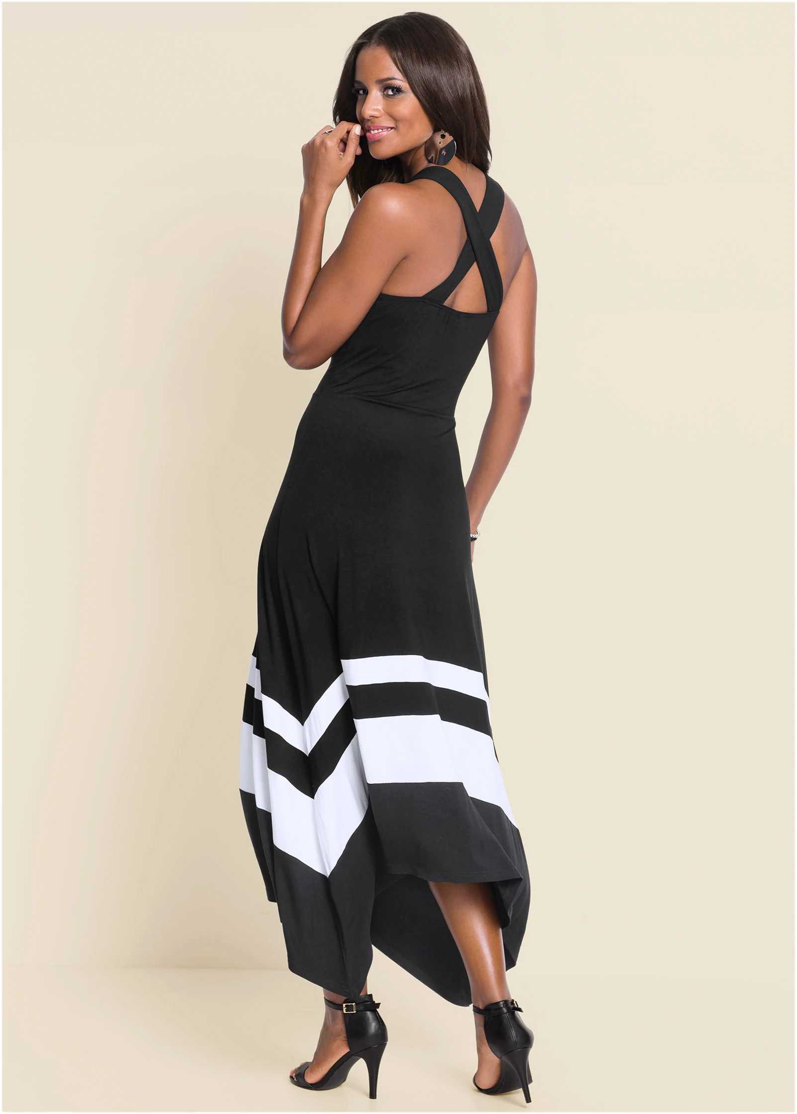 Color block maxi dress - Black & White