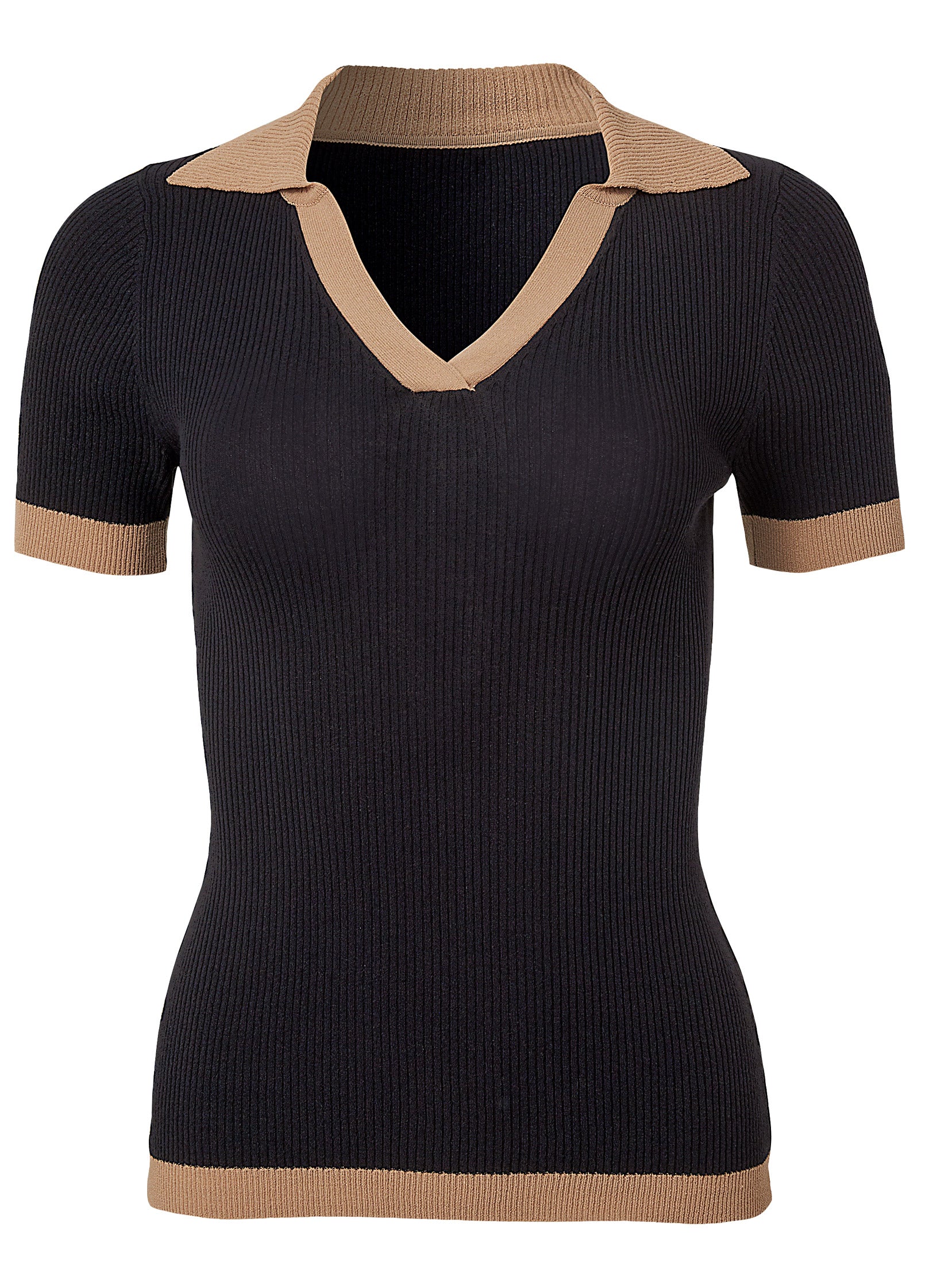 V-neck color block top  - Black Multi