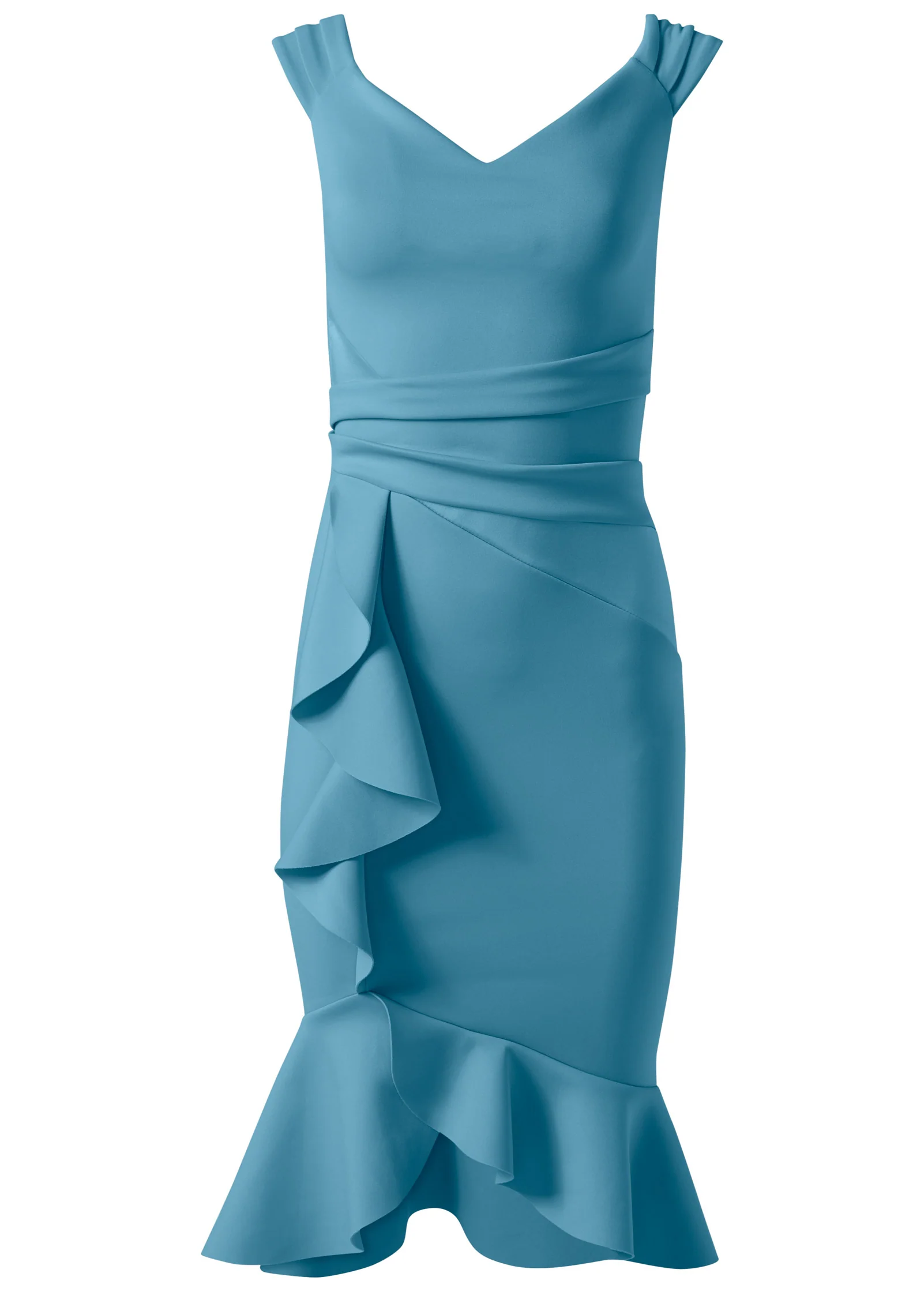 Ruffle Detail Dress - Blue