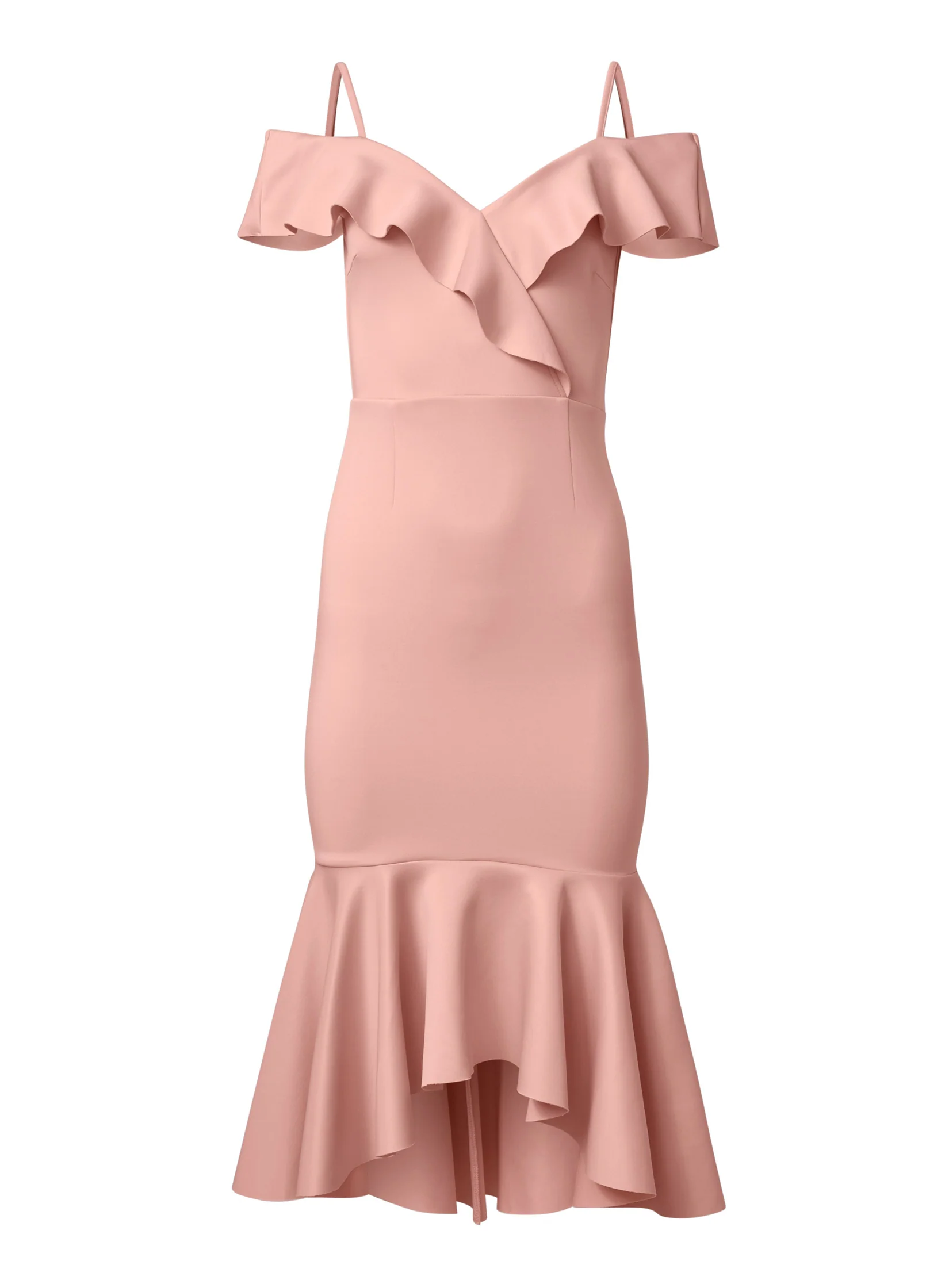 Ruffle midi dress  - Blush