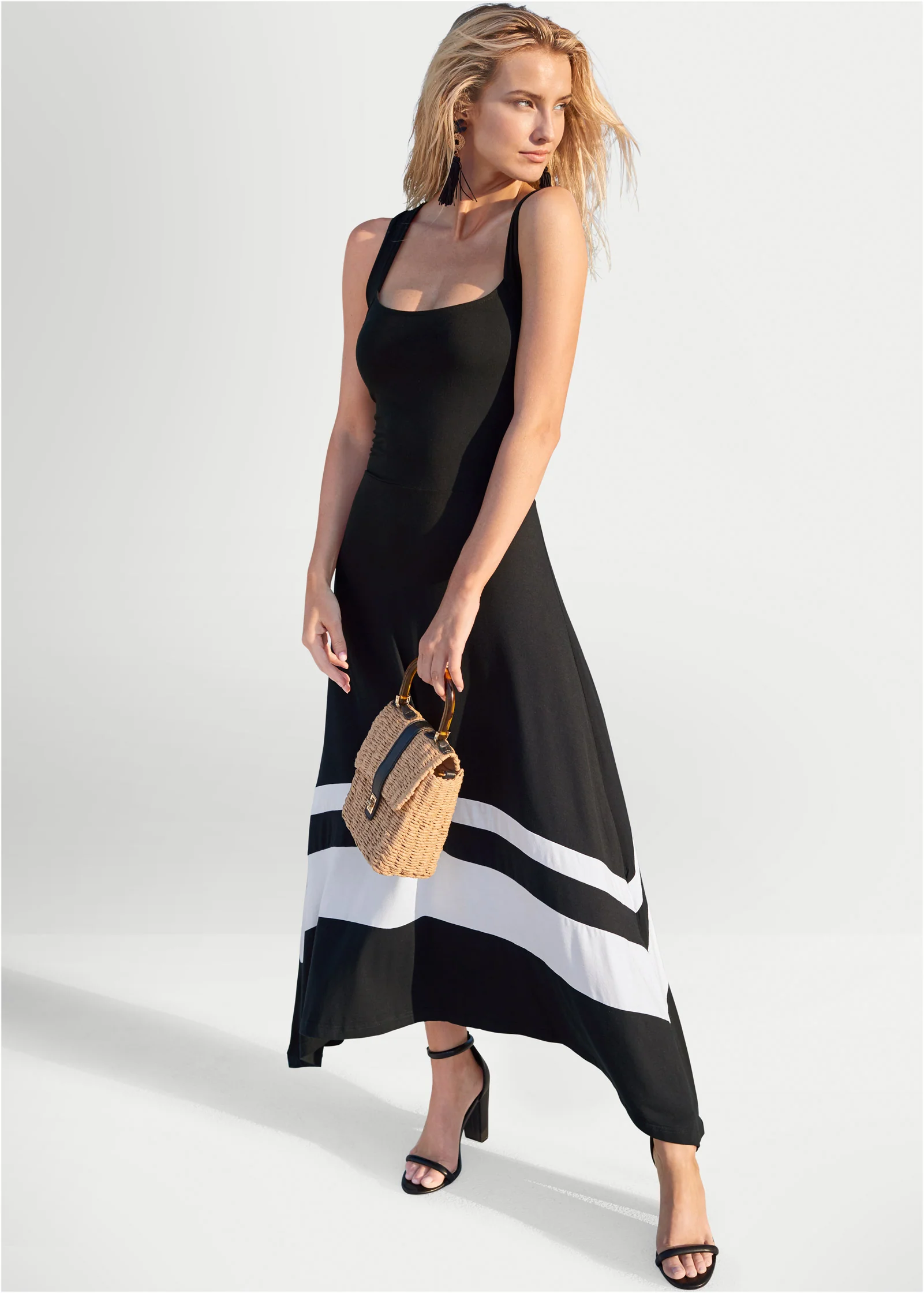 Color block maxi dress - Black & White