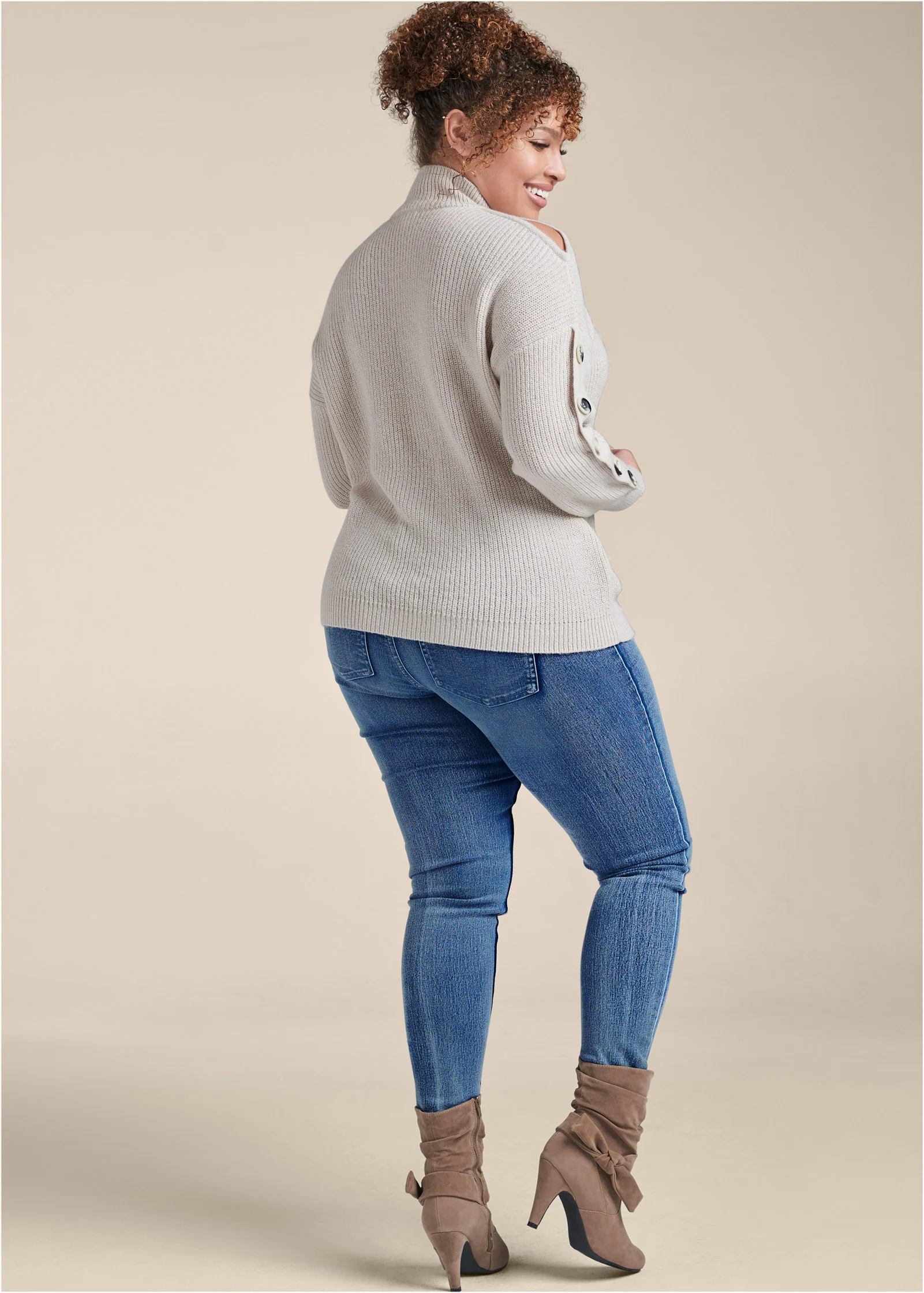 Cold-shoulder sweater - Cream