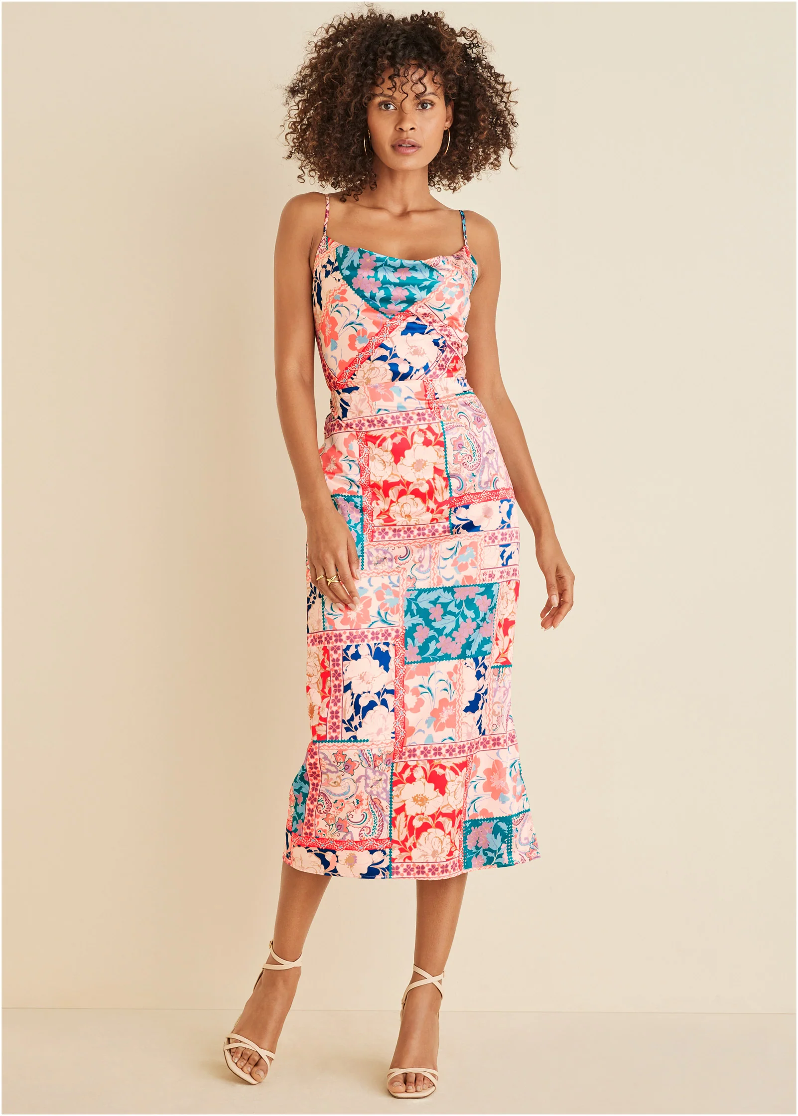 Cowl neck slip dress - Venetian Patchwork