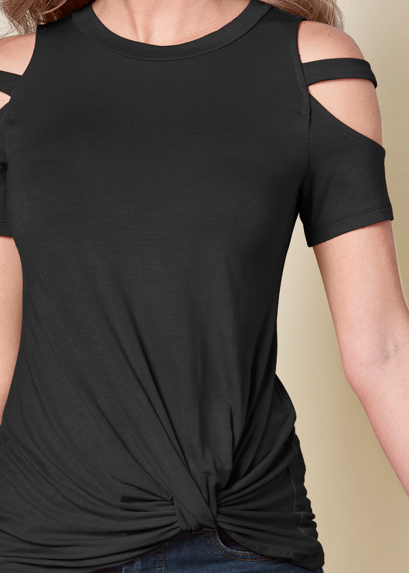 Twisted knot detail top - Black