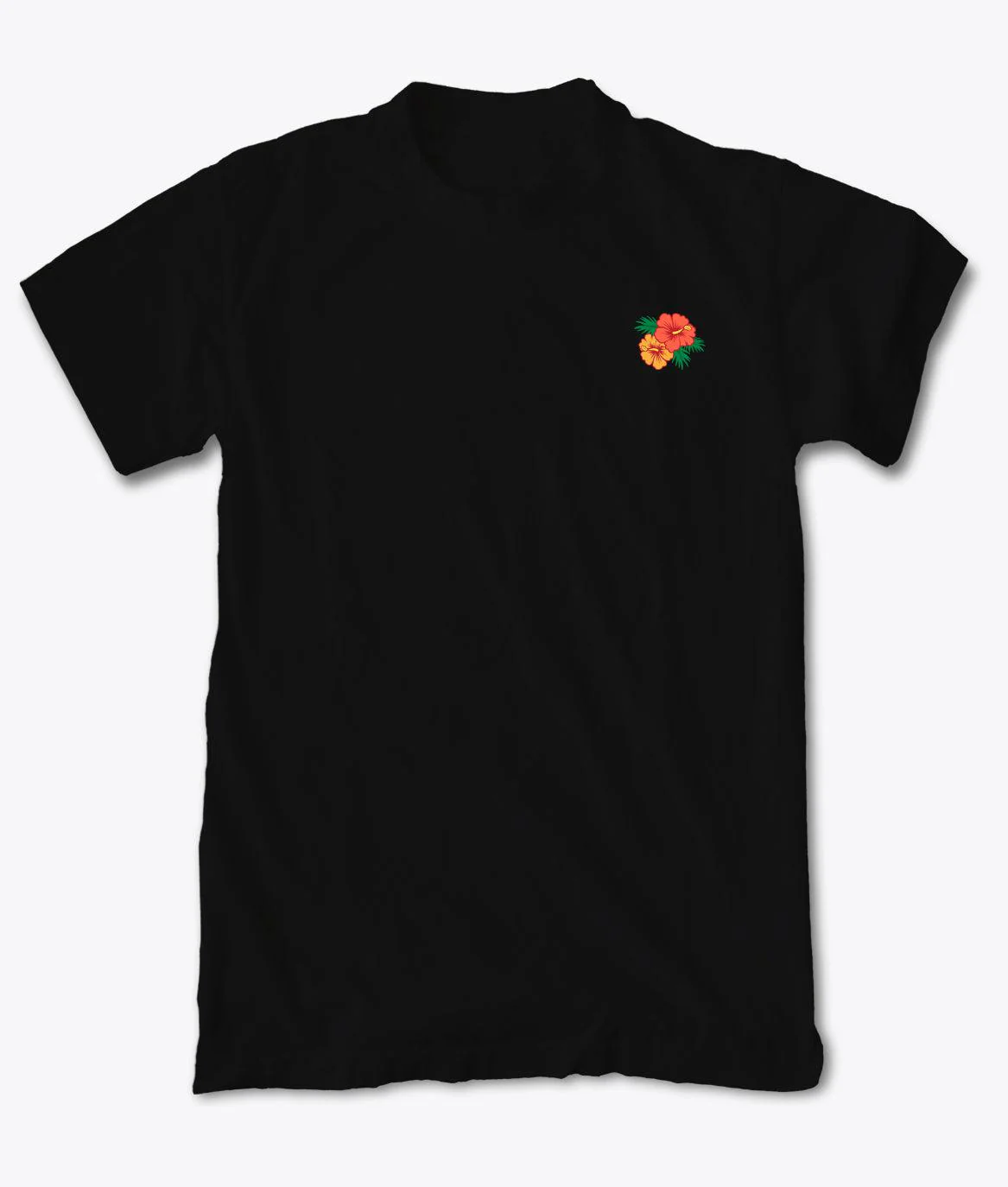Hibiscus Embroidered Mens T-Shirt