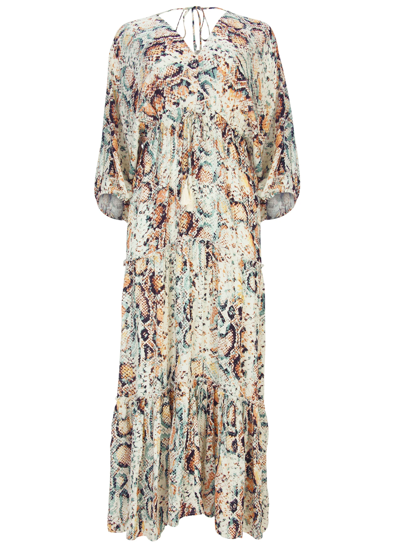 V-neck maxi dress - White Multi