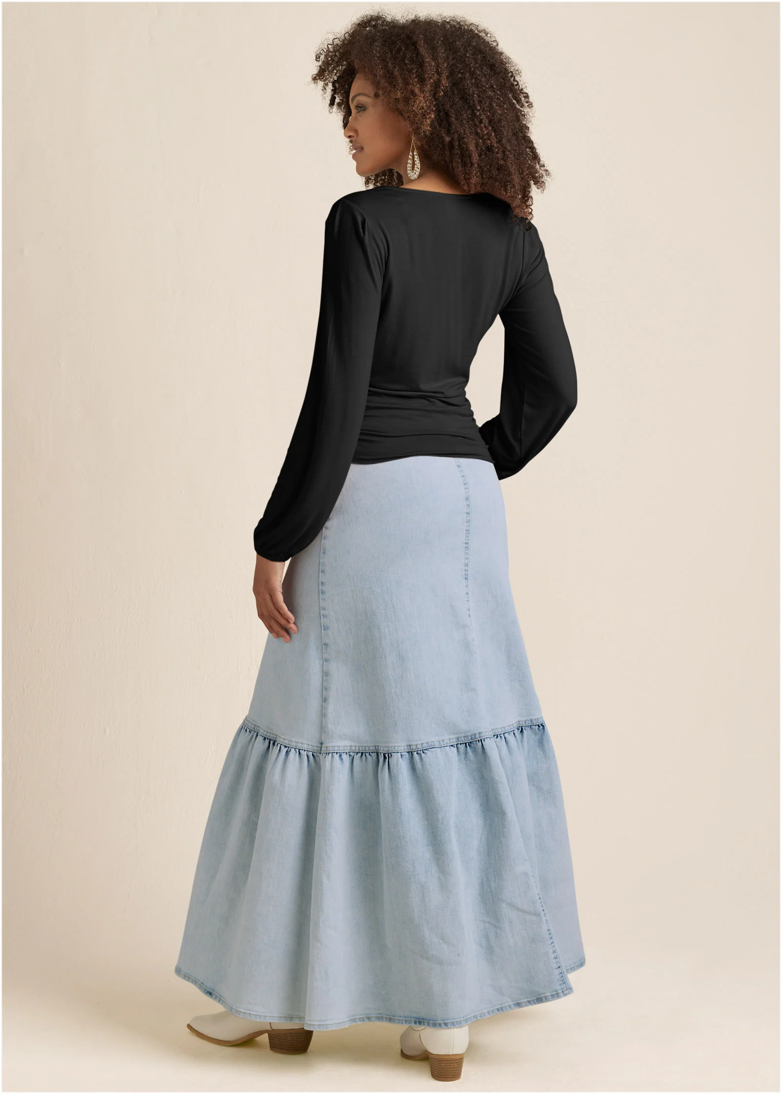 Tie-front button-up top - Black