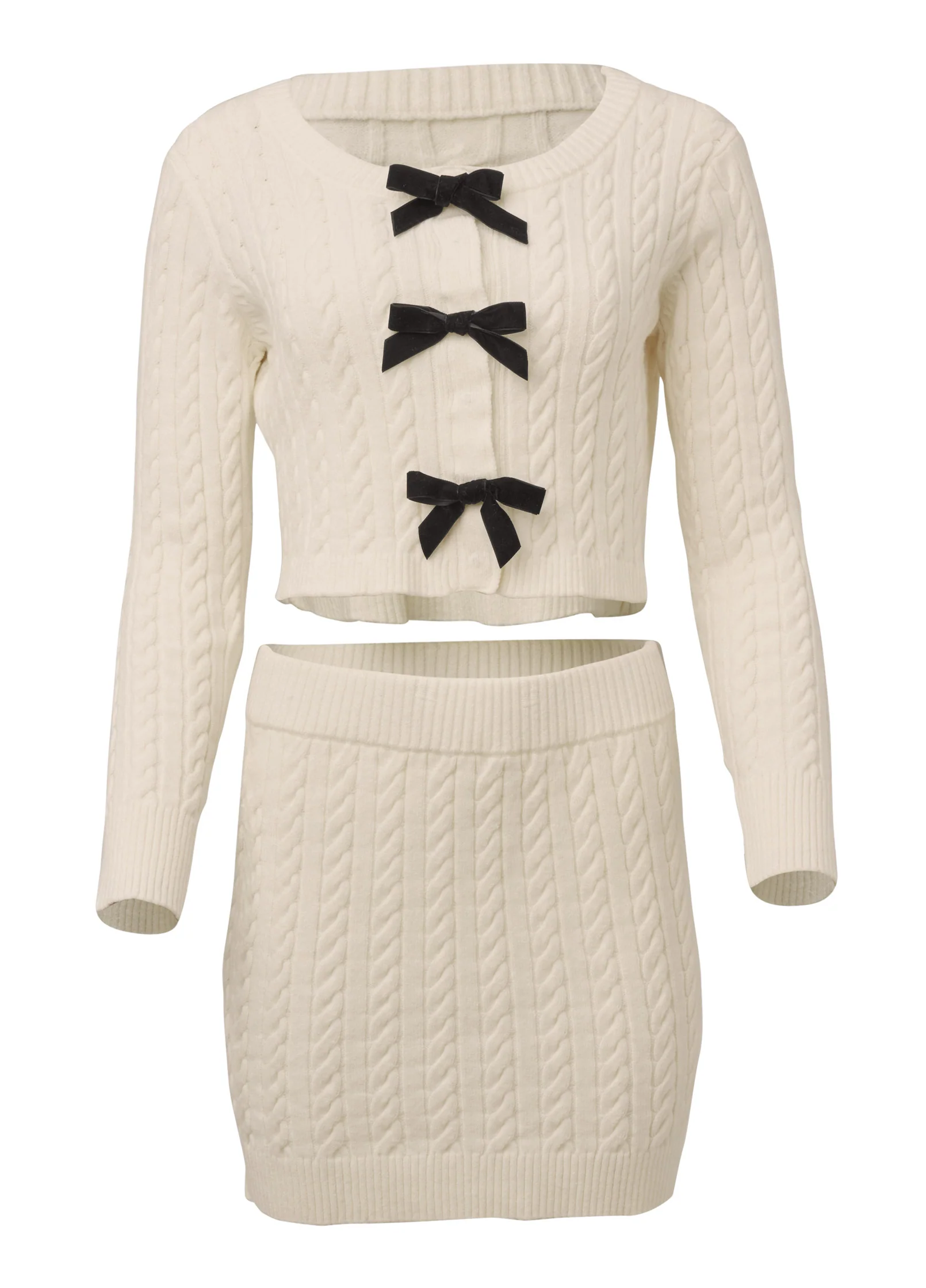 Cable knit skirt set - Off White