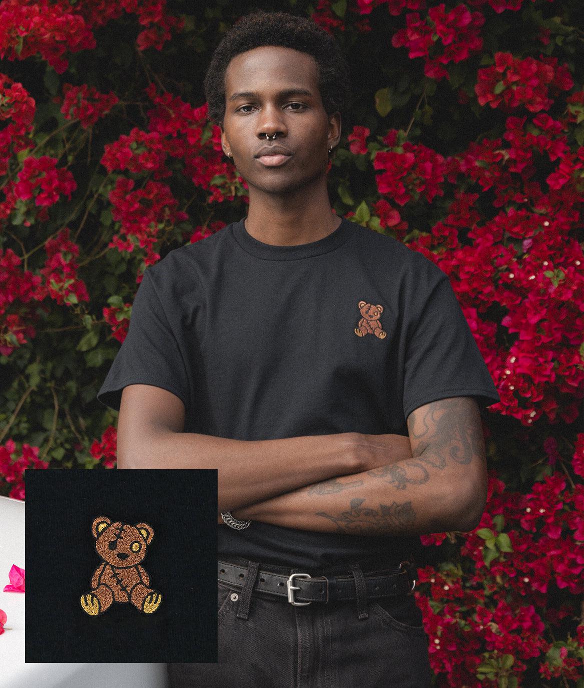 Teddy Bear Embroidered Mens T-Shirt