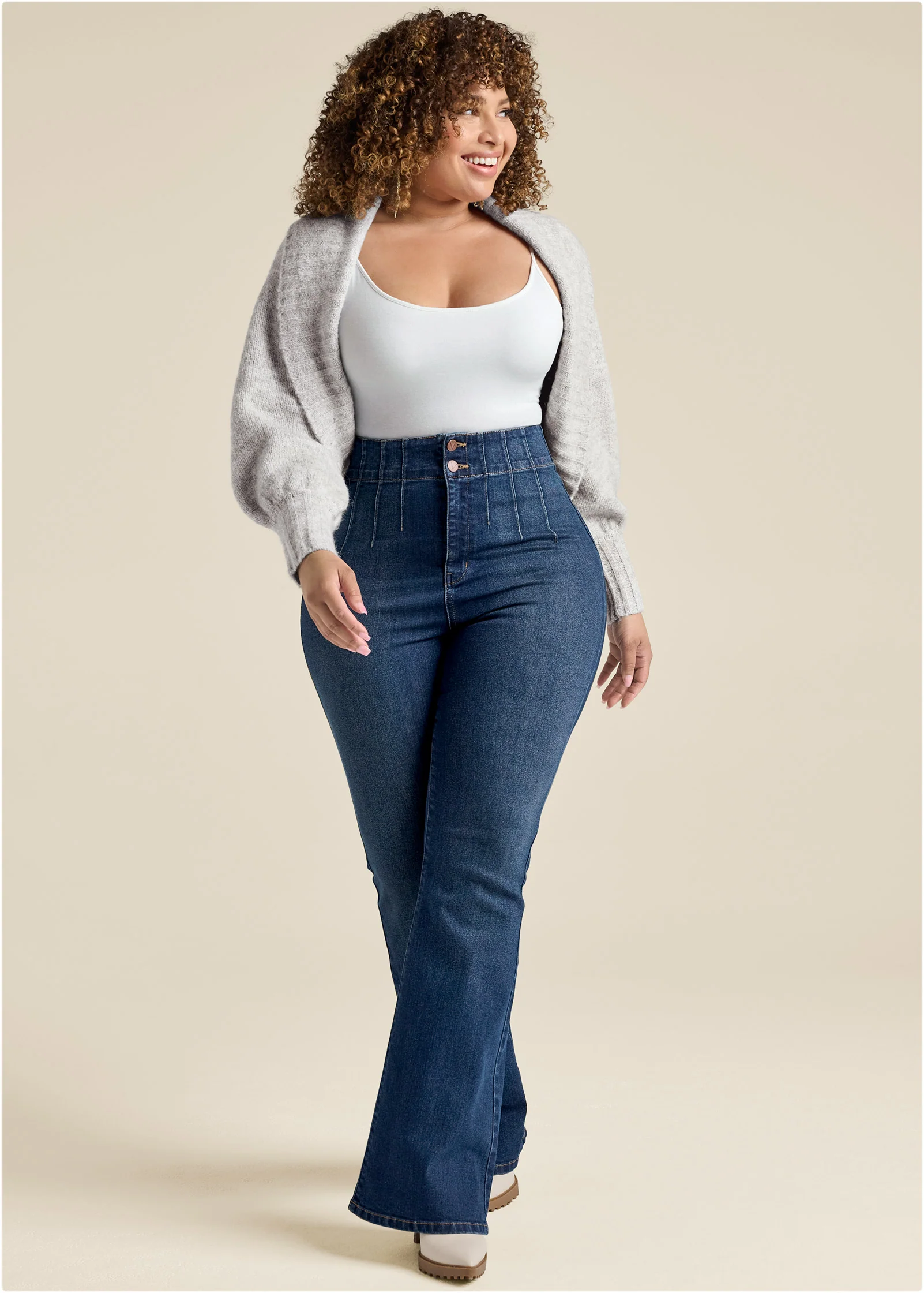 Ribbed knit shrug - Heather Grey