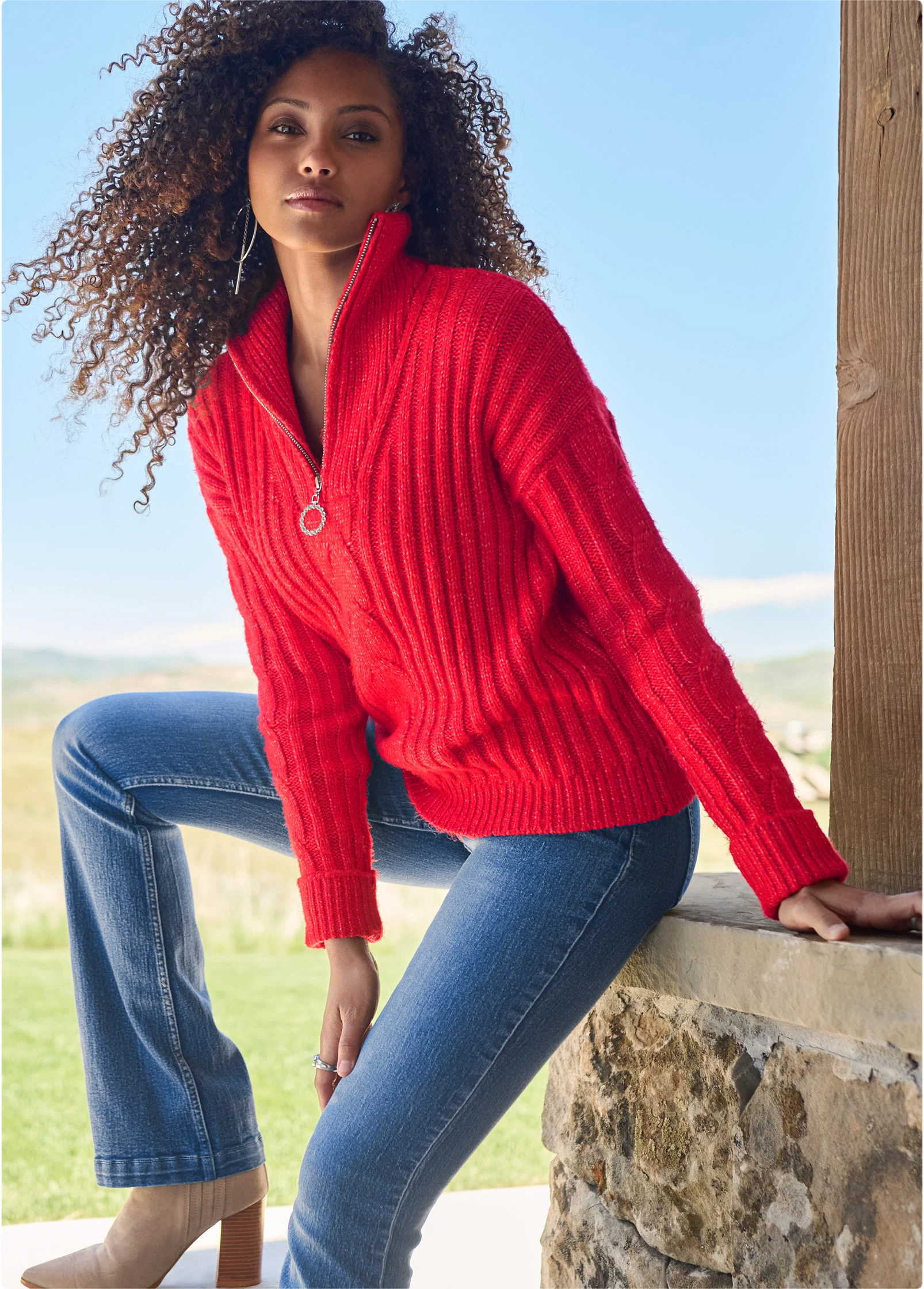 Quarter zip sweater - Red
