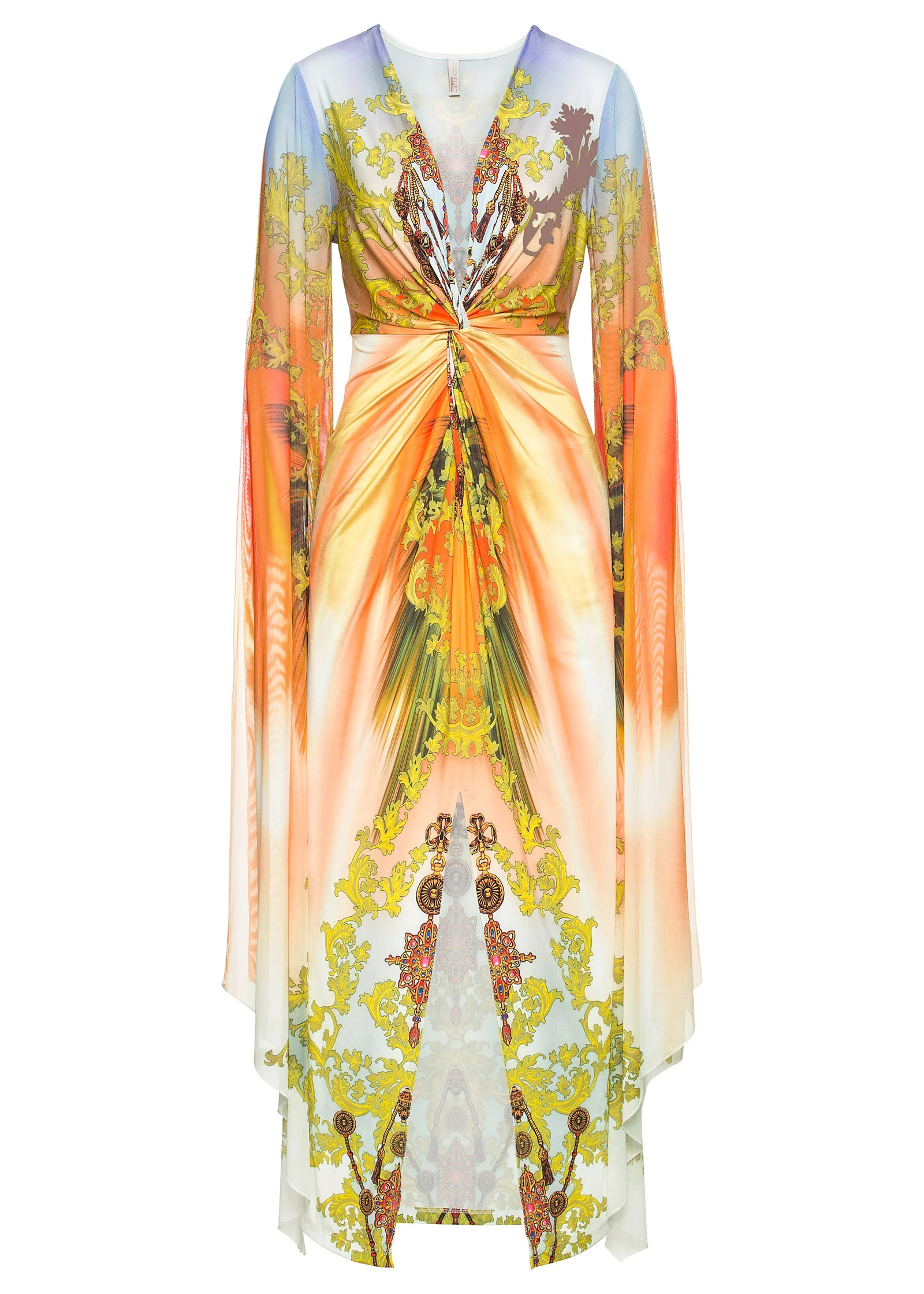 Exaggerated sleeve dress - Yellow Multi