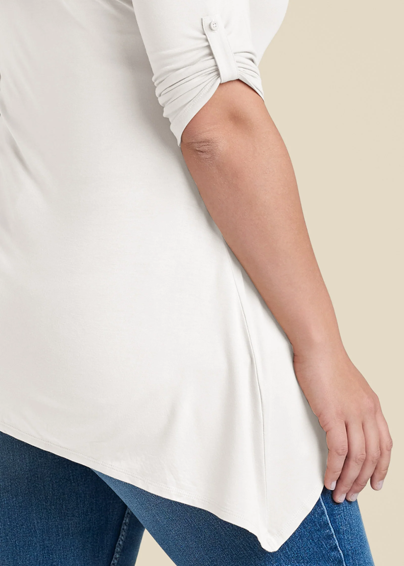 Henley high-low top - White