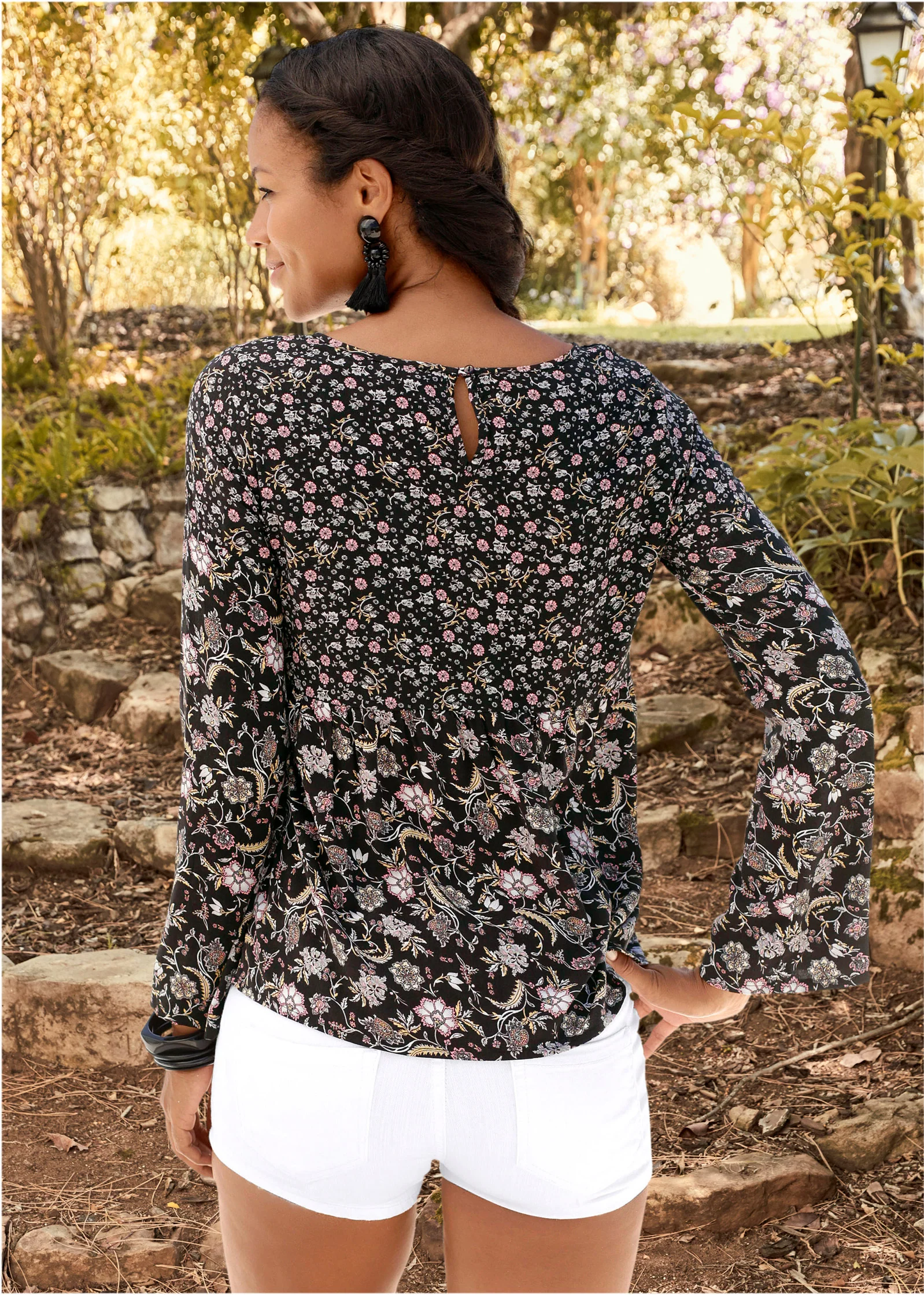 Floral printed top - Black Multi