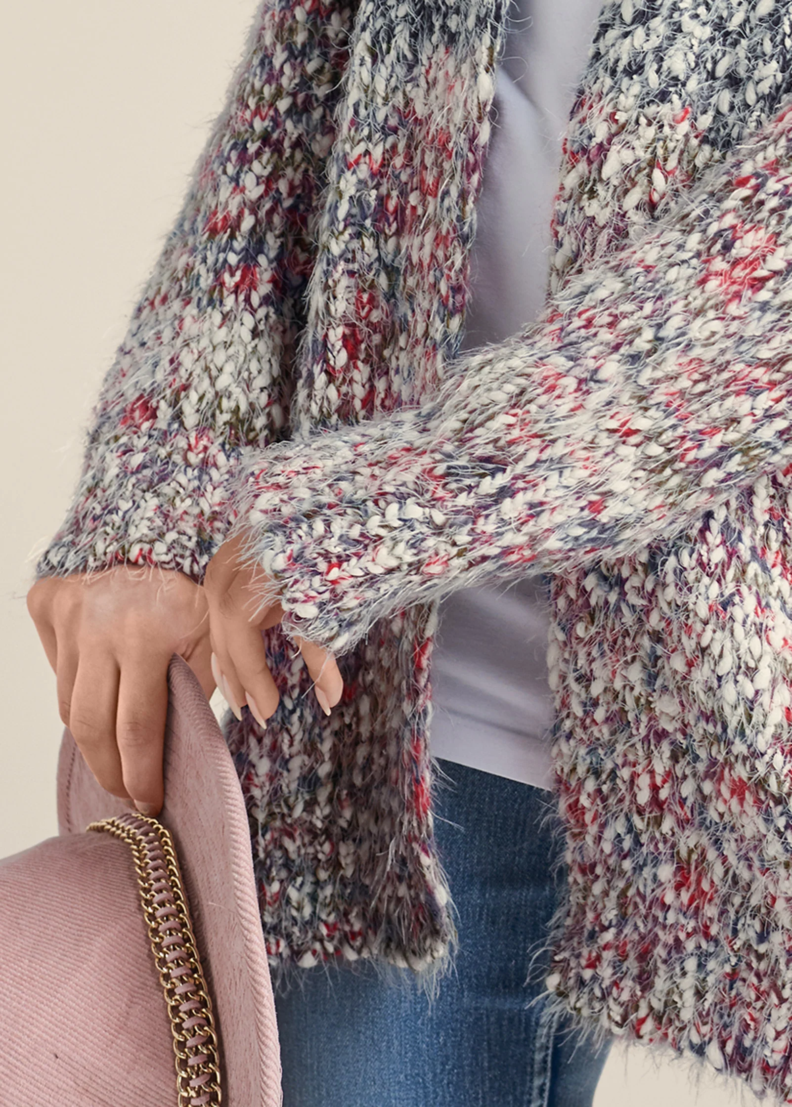 Marled knit cardigan - Blue Multi