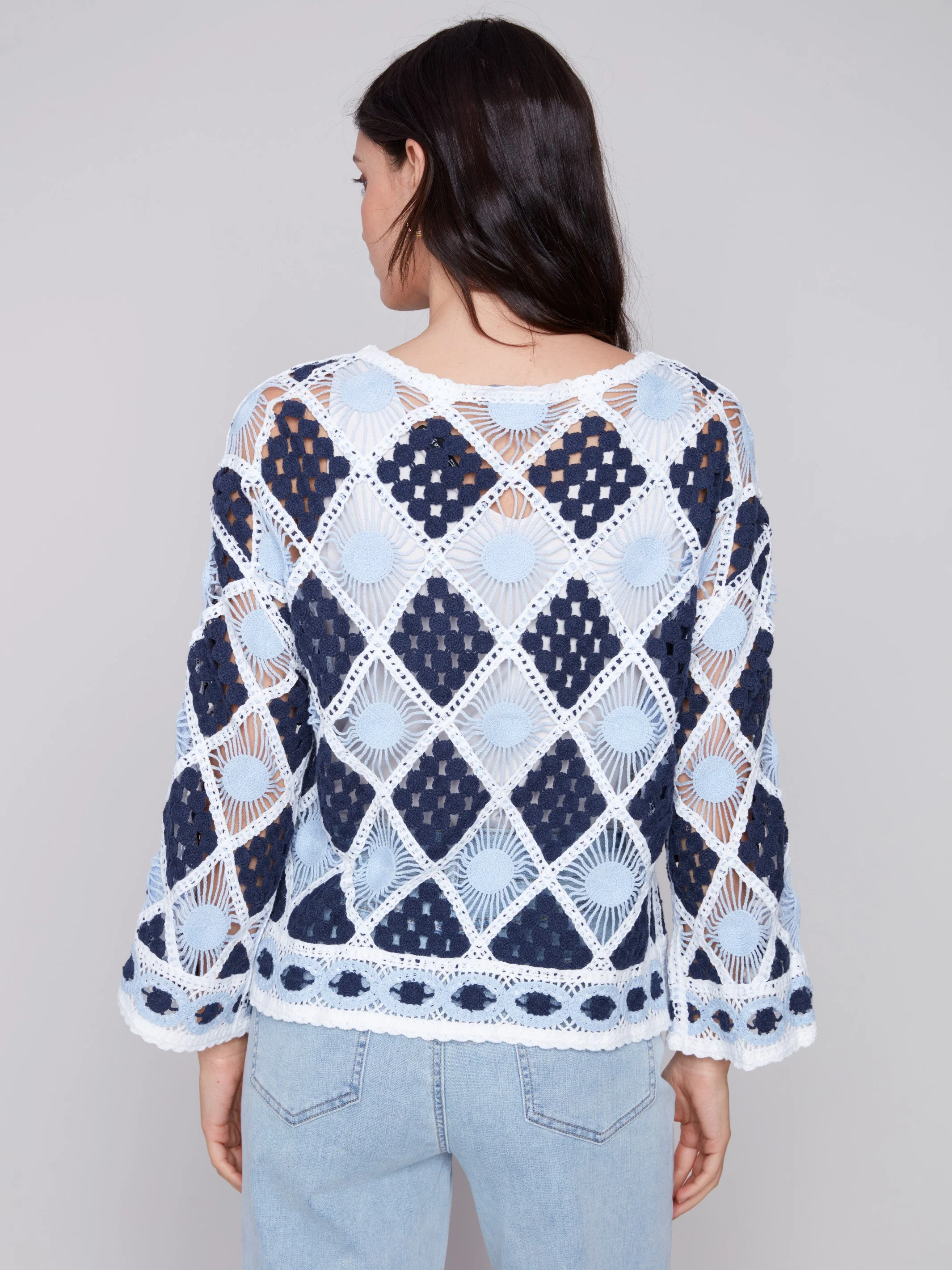 Diamond Crochet Top - Navy