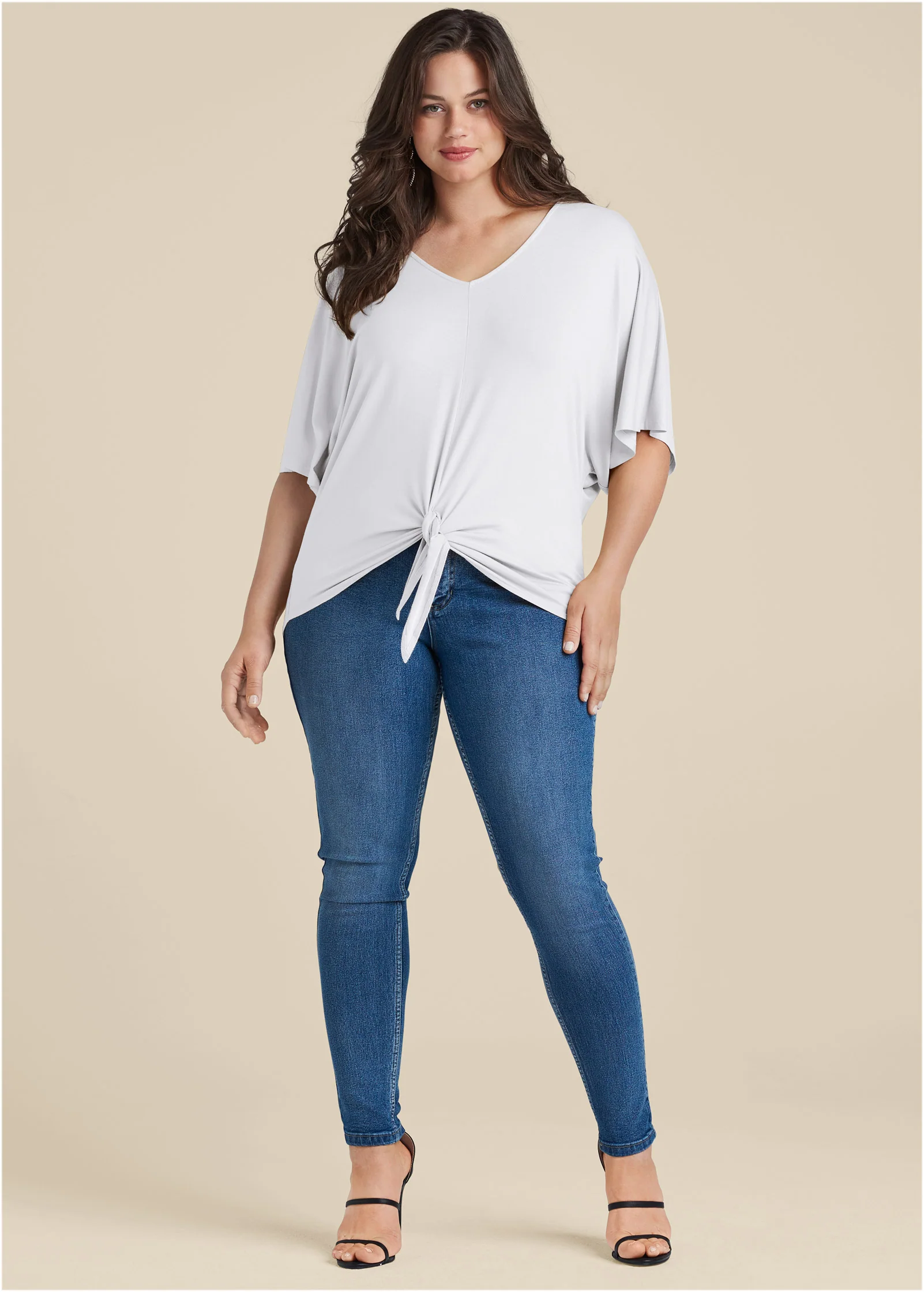 Knot twist V-neck tee - White