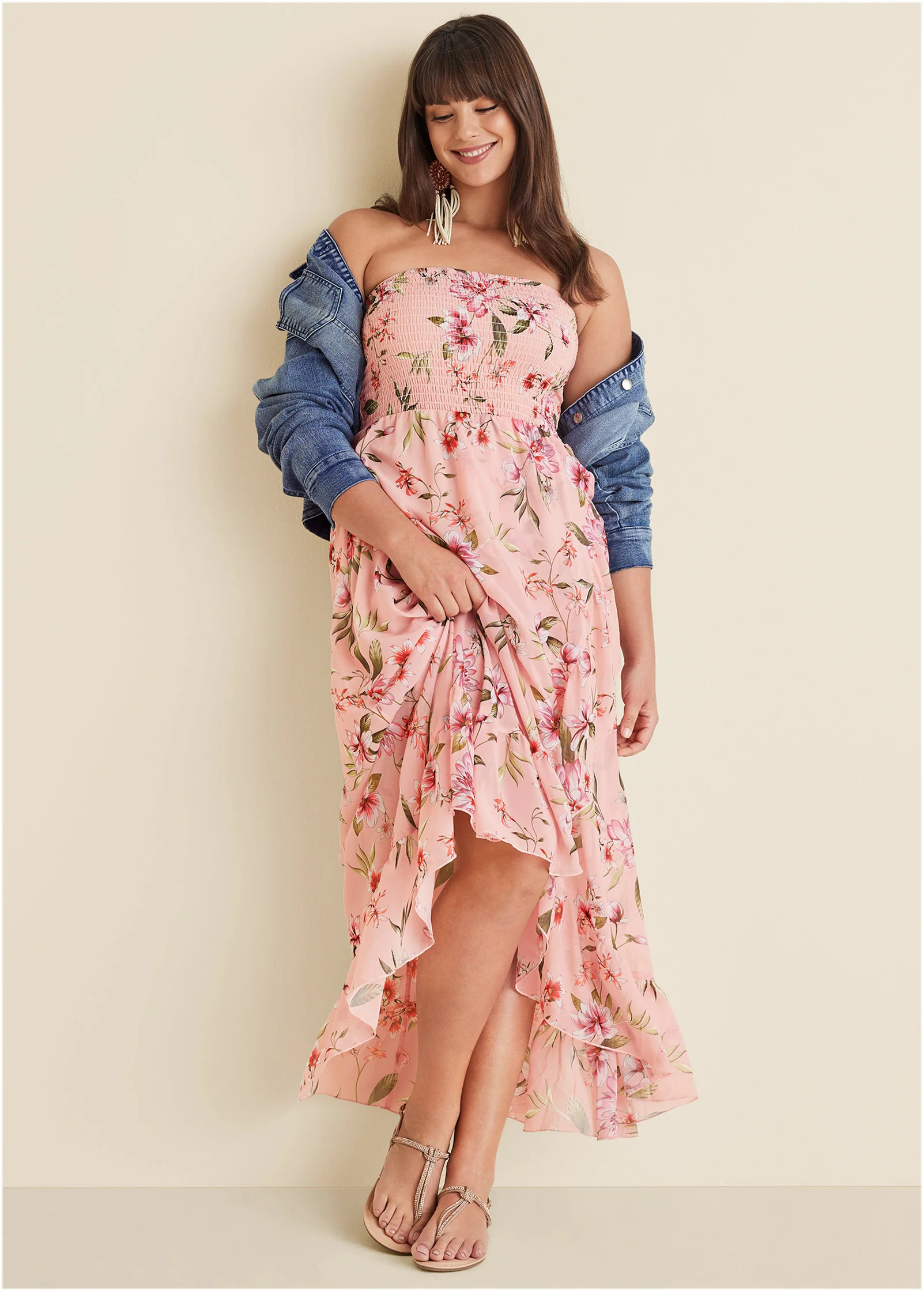 Strapless smocked dress - Ethereal Floral