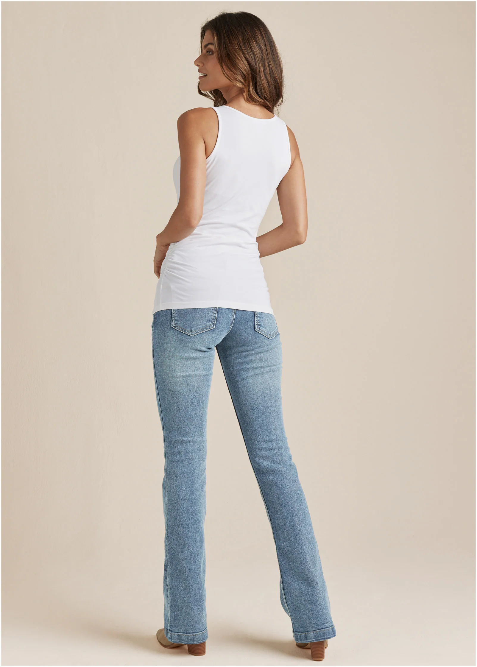 Square neck tank top - White