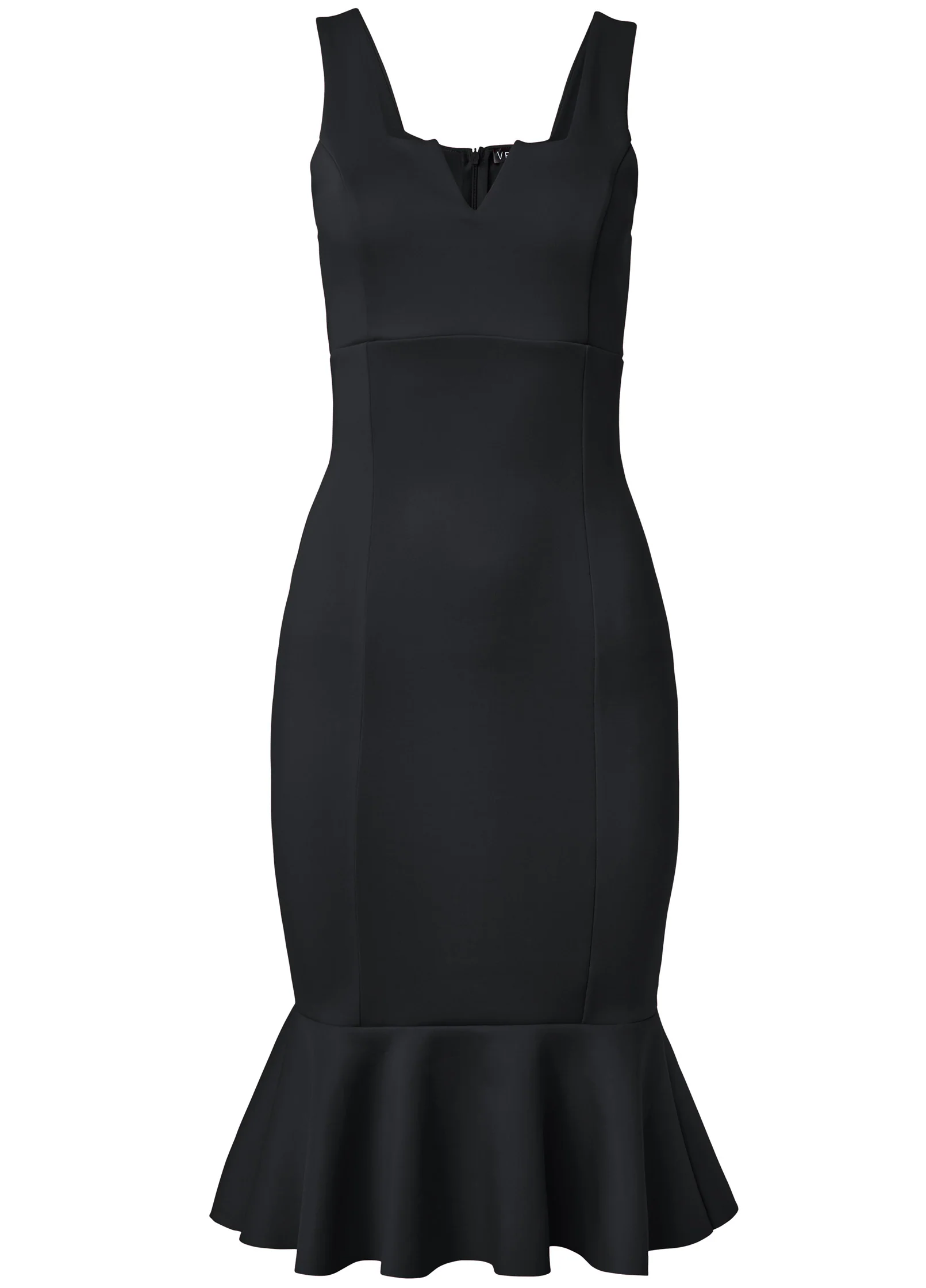 Sleeveless peplum midi dress - Black