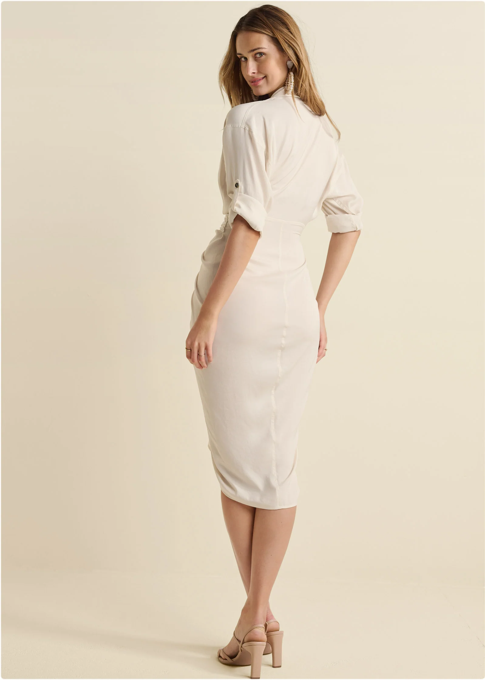 Button-front shirt dress  - Off White