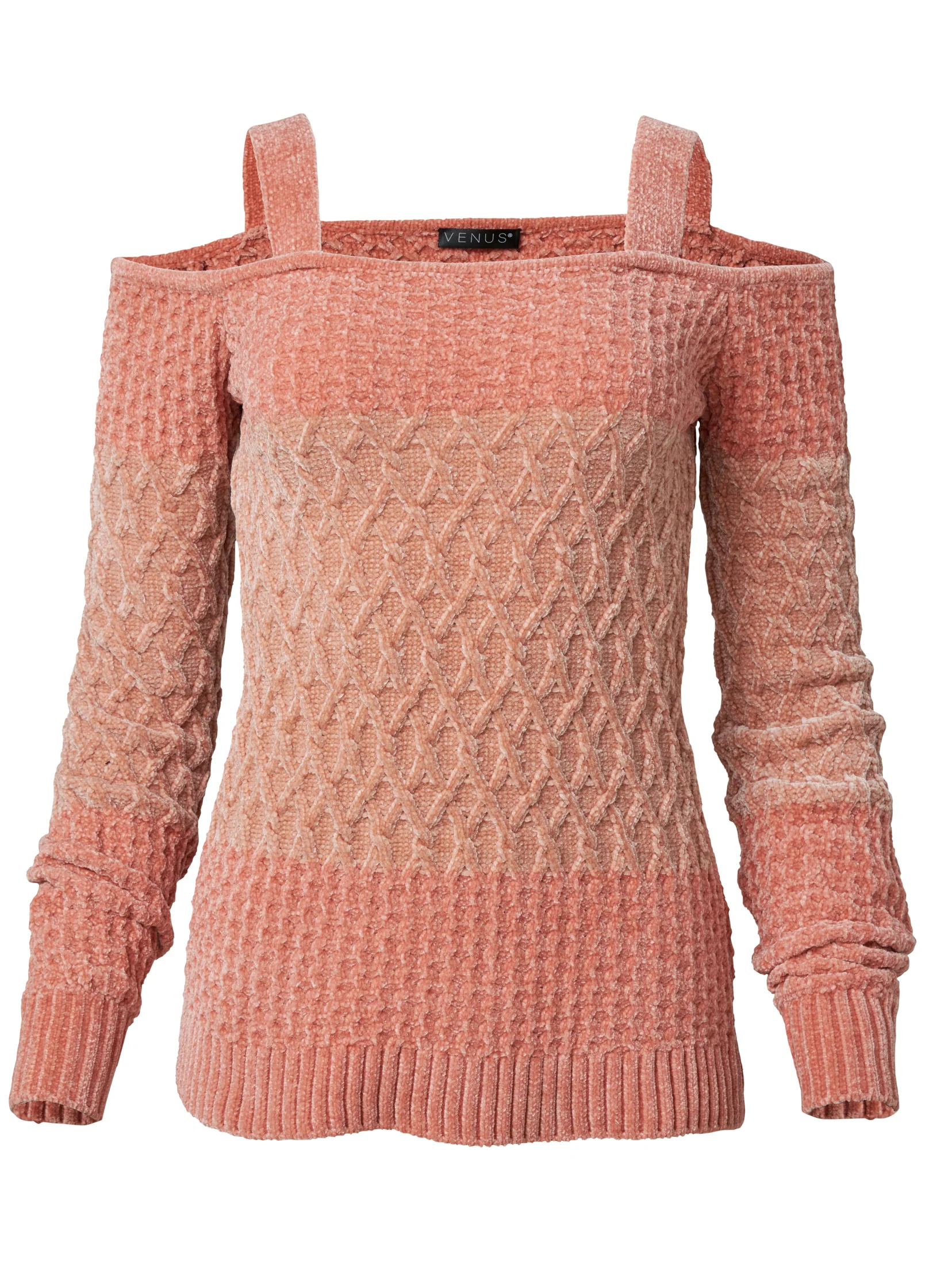 Chenille cold shoulder sweater - Pink Multi