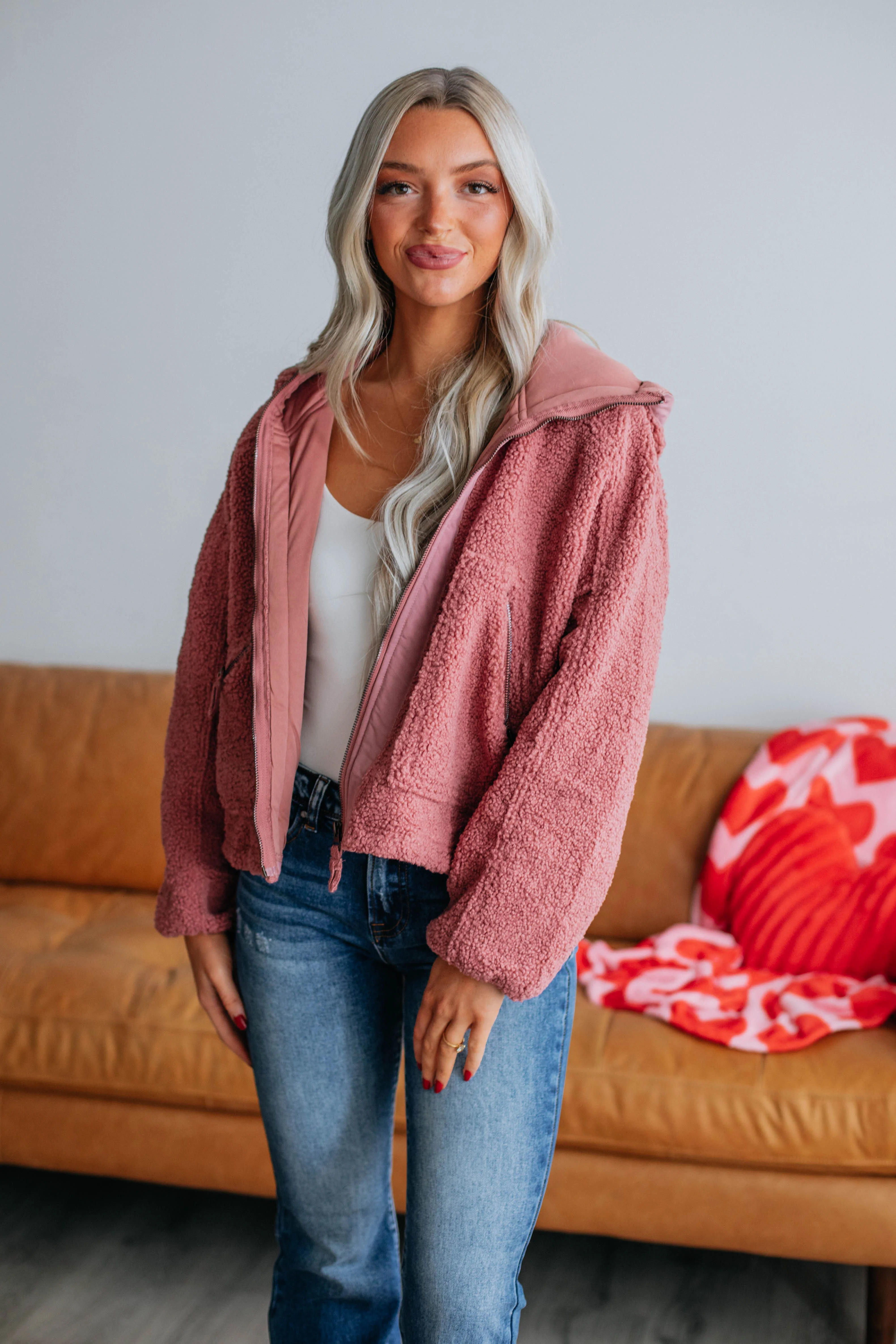 Pomery Zip-Up Jacket - Dark Mauve