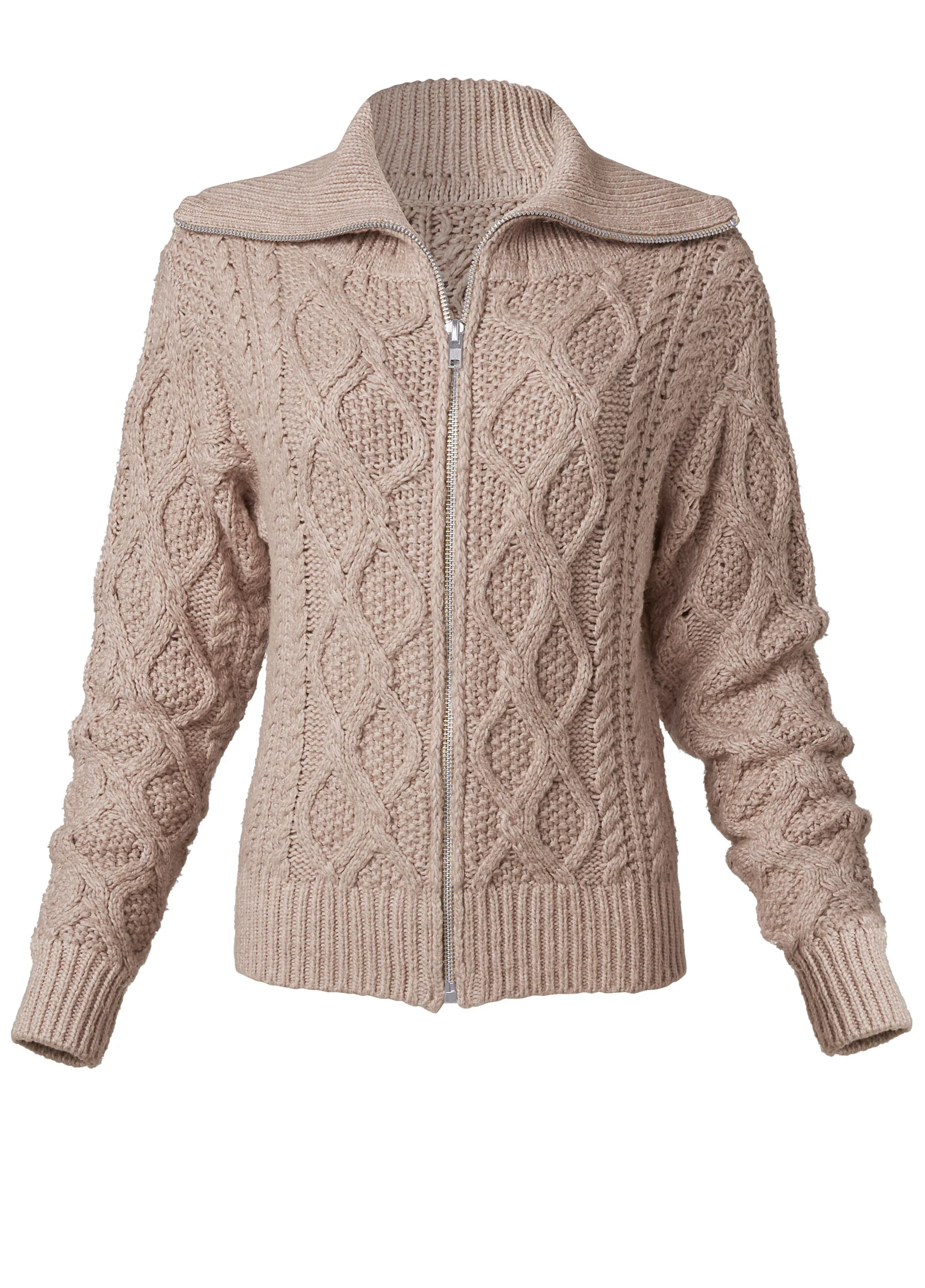 Knit zip sweater - Taupe