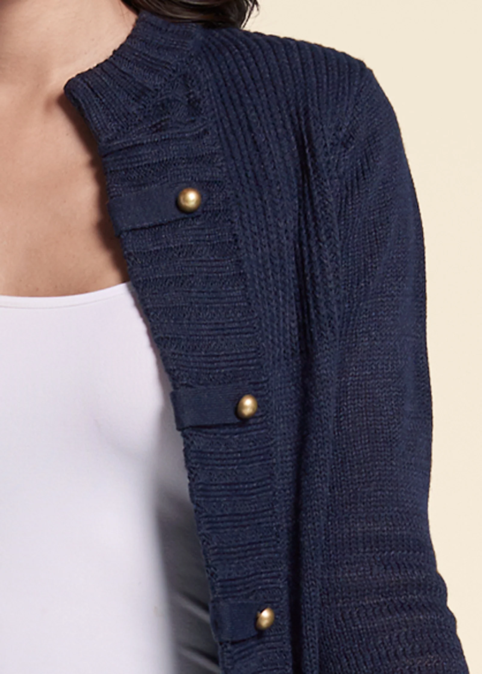 Tab button detail duster - Navy