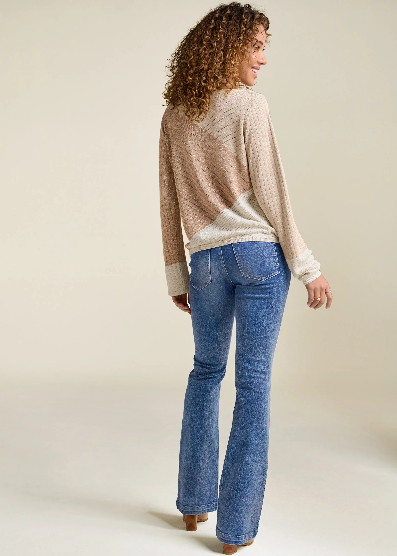 Colorblock Sweater   - Gold Multi