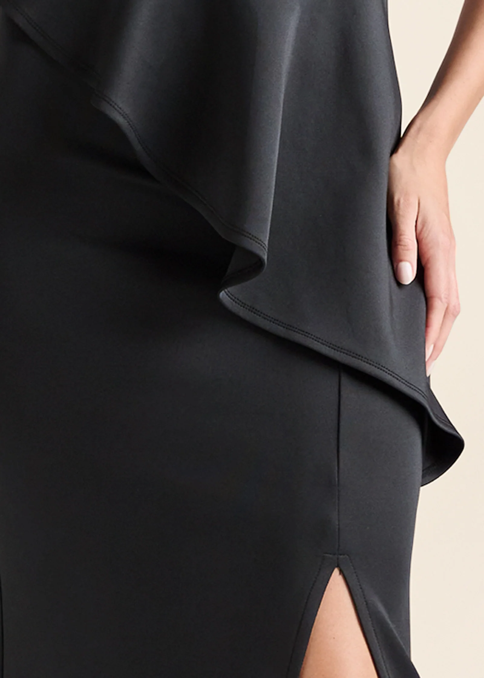 Ruffle detail formal dress  - Black