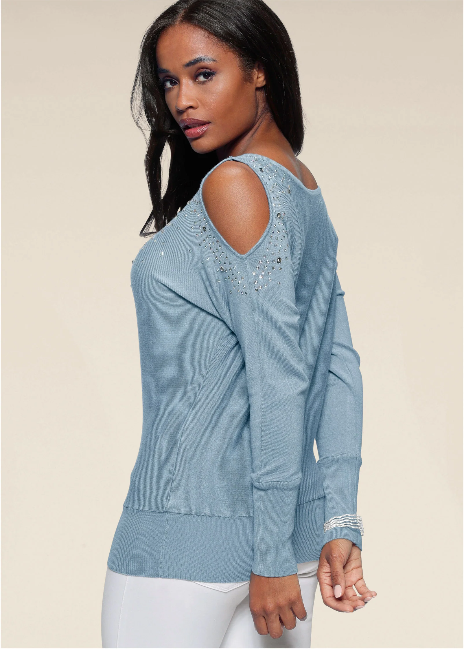 Cold-shoulder sweater - Blue