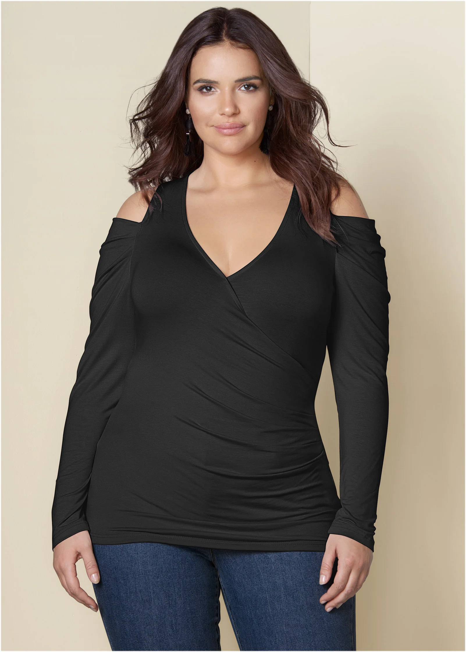 Draped sleeve top - Black