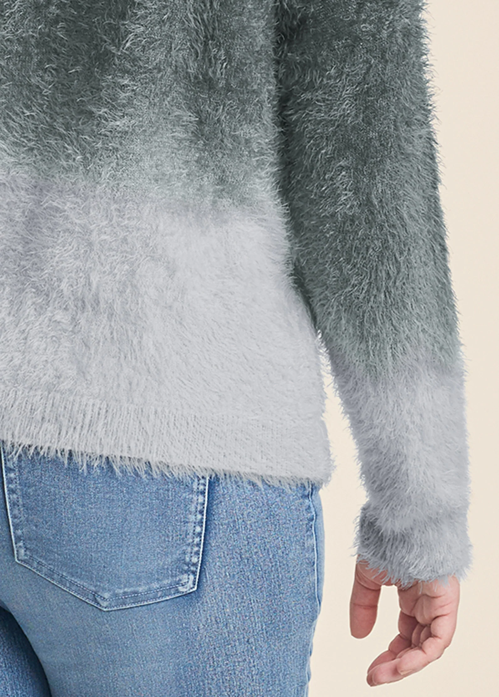 Cozy pearl trim sweater - Grey Multi