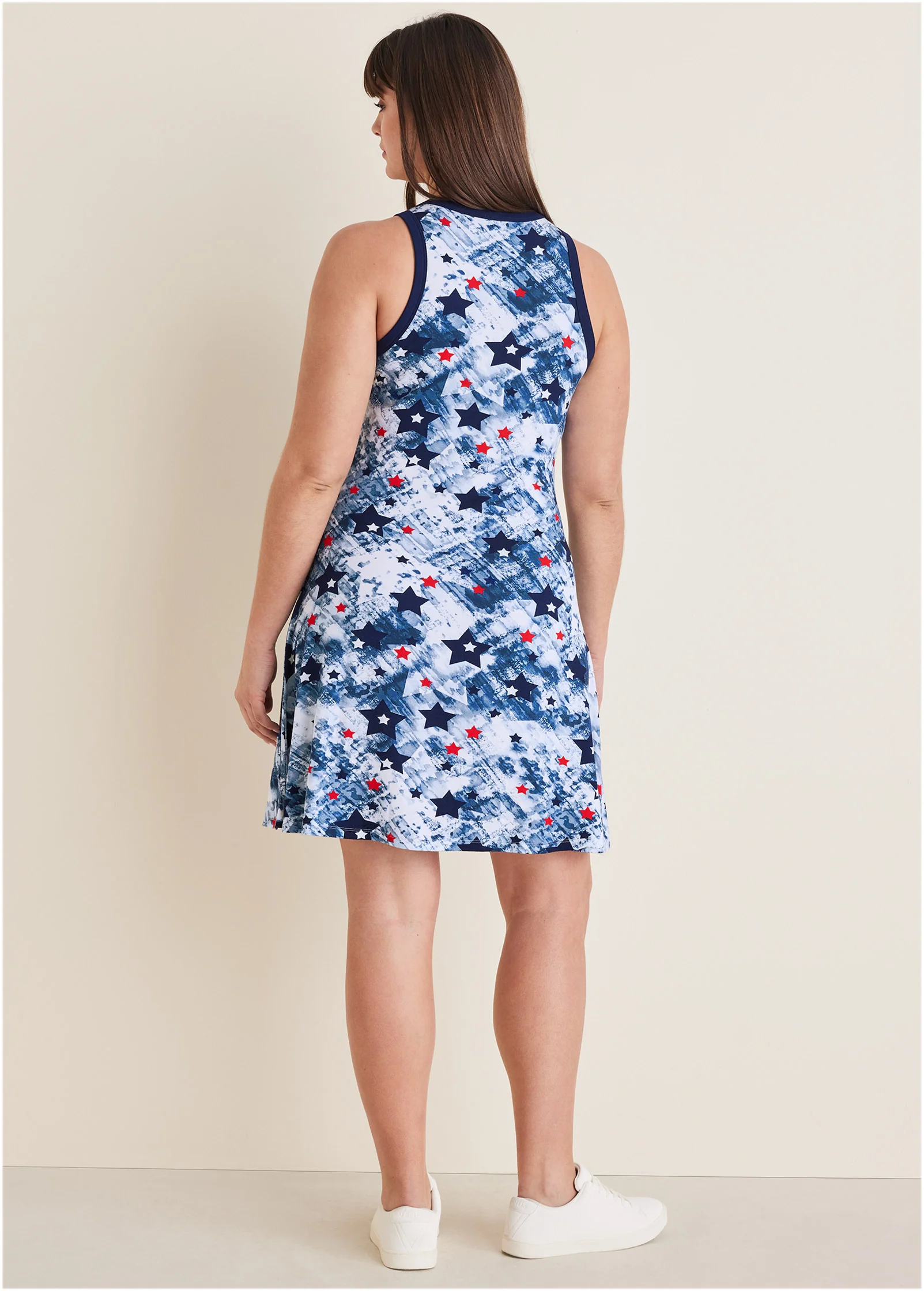 Printed Rayon Span Dress - Boardwalk Stars