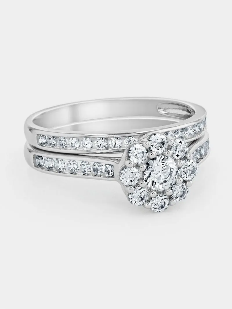White Gold 1.00ct Diamond Illusion Women’s Twinset Ring