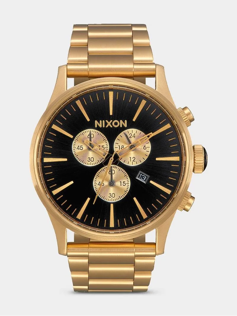 Nixon Men's Sentry Chrono All Gold Plated & Black Stainless Steel Watch