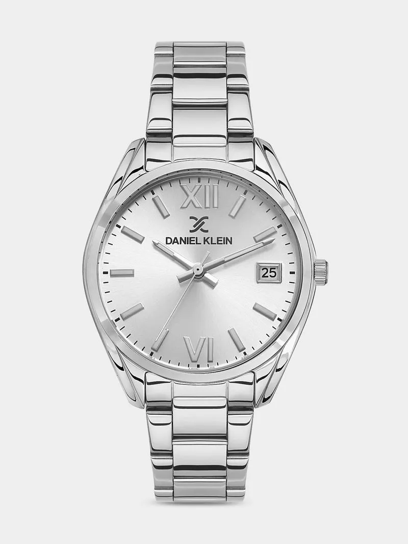 Daniel Klein Silver Plated Stainless Steel Bracelet Watch