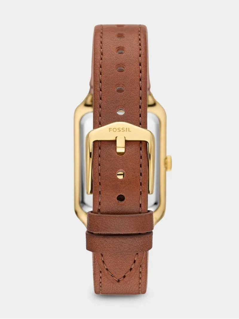 Fossil Raquel Gold Plated Stainless Steel Brown Leather Watch