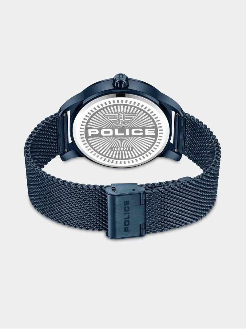 Police Raho Blue Plated Blue Dial Blue Mesh Watch