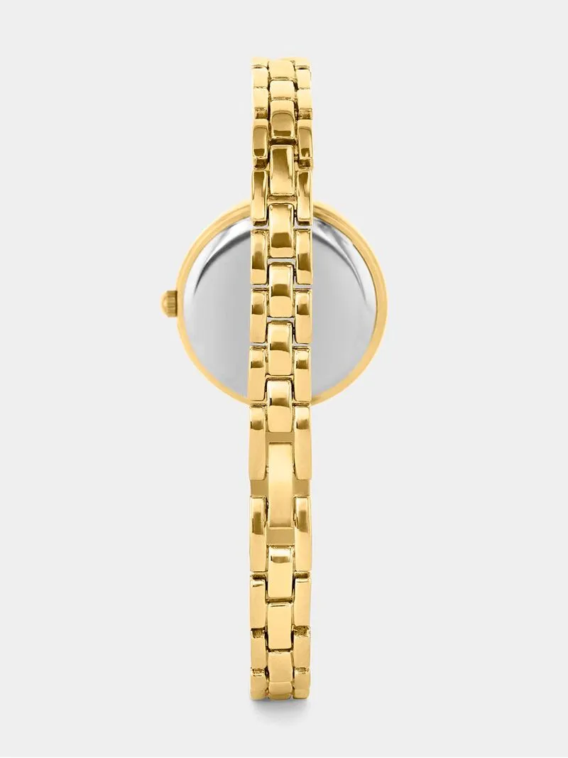Tempo Women’s Gold Plated Silver Dial Bangle Watch