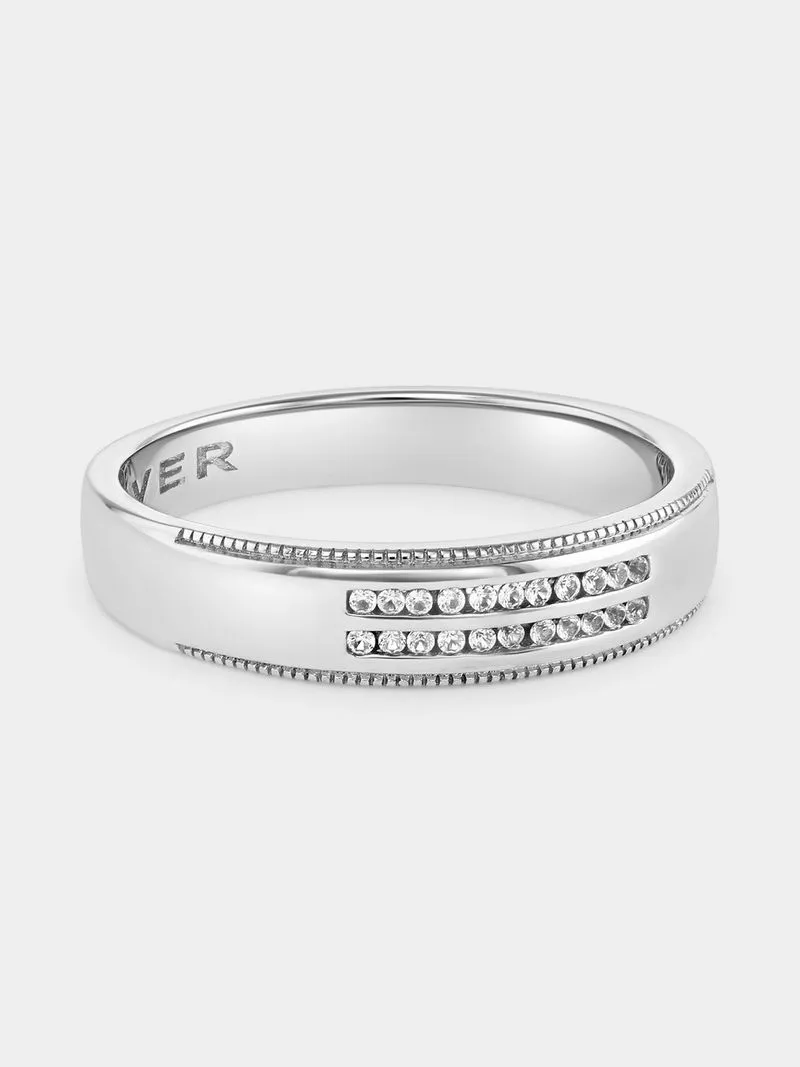 White Gold Double Channel Forever Wedding Band
