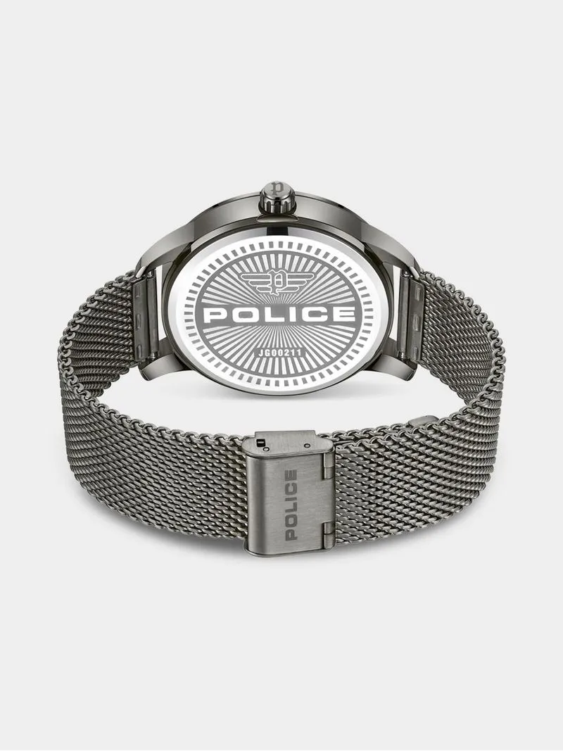 Police Raho Gunmetal Plated Black Dial Mesh Watch